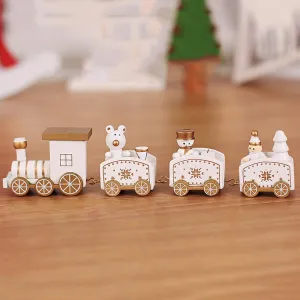 Mini Wood Christmas Wooden Train Set Toy Home Decoration Vehicles Kids Gift