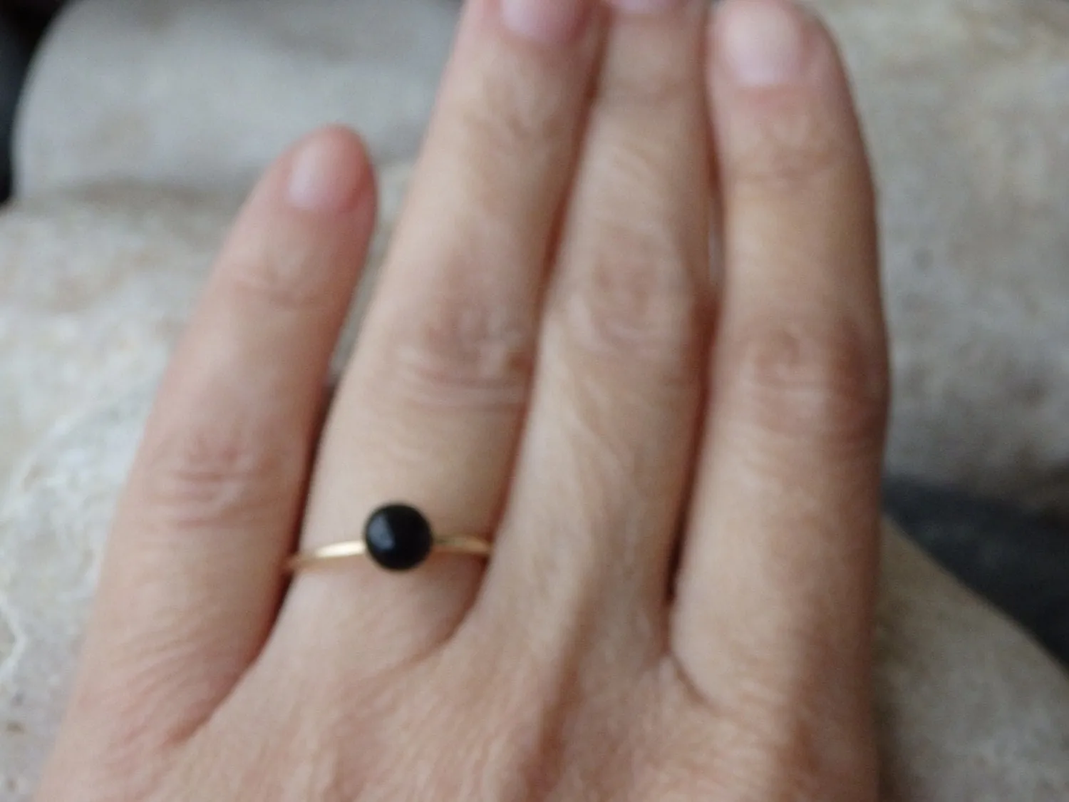 Minimal Onyx Gold Ring