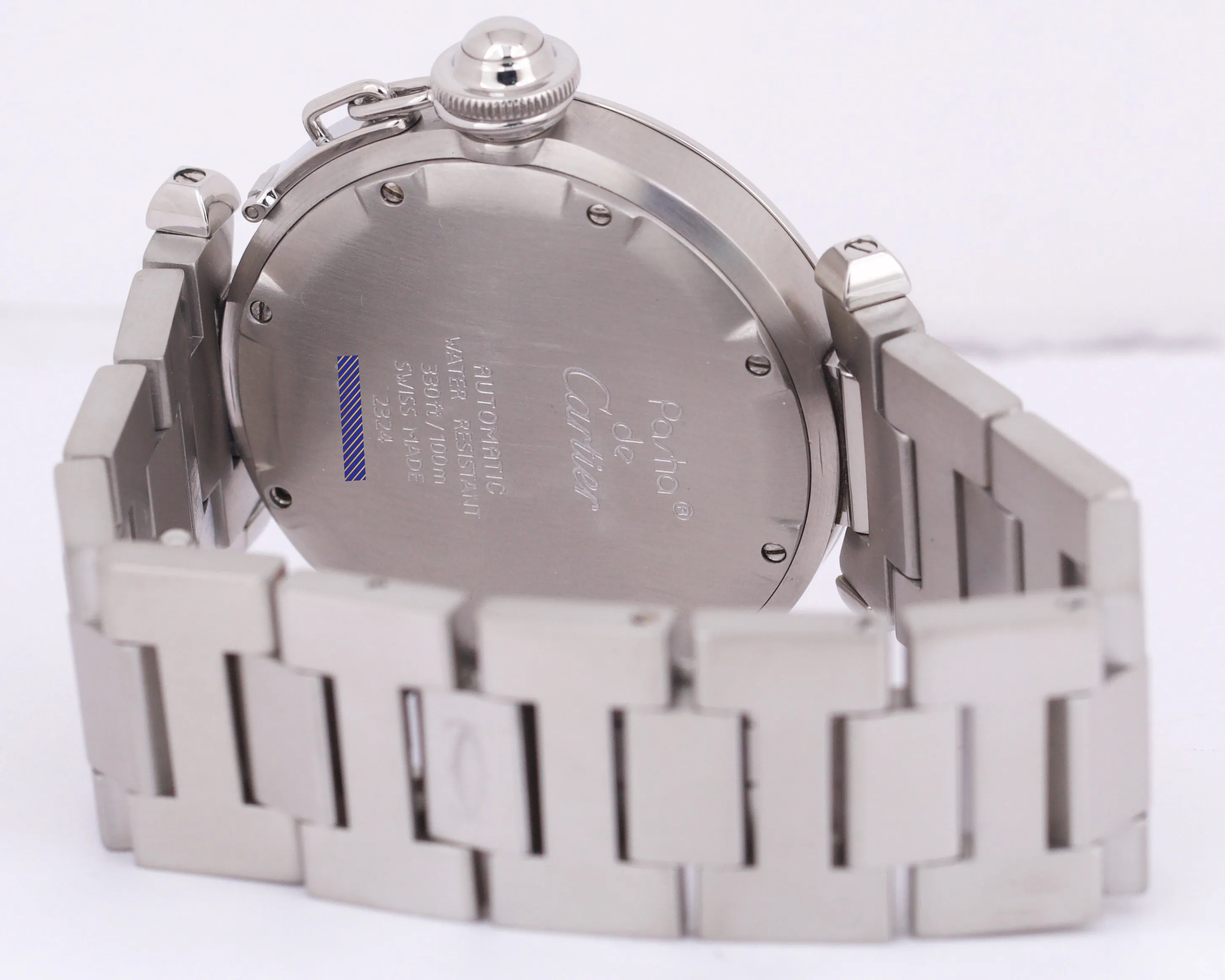 MINT Cartier Pasha 2324 Stainless Steel SALMON Arabic Date Automatic 35mm Watch