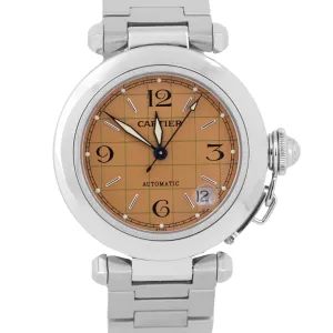 MINT Cartier Pasha 2324 Stainless Steel SALMON Arabic Date Automatic 35mm Watch