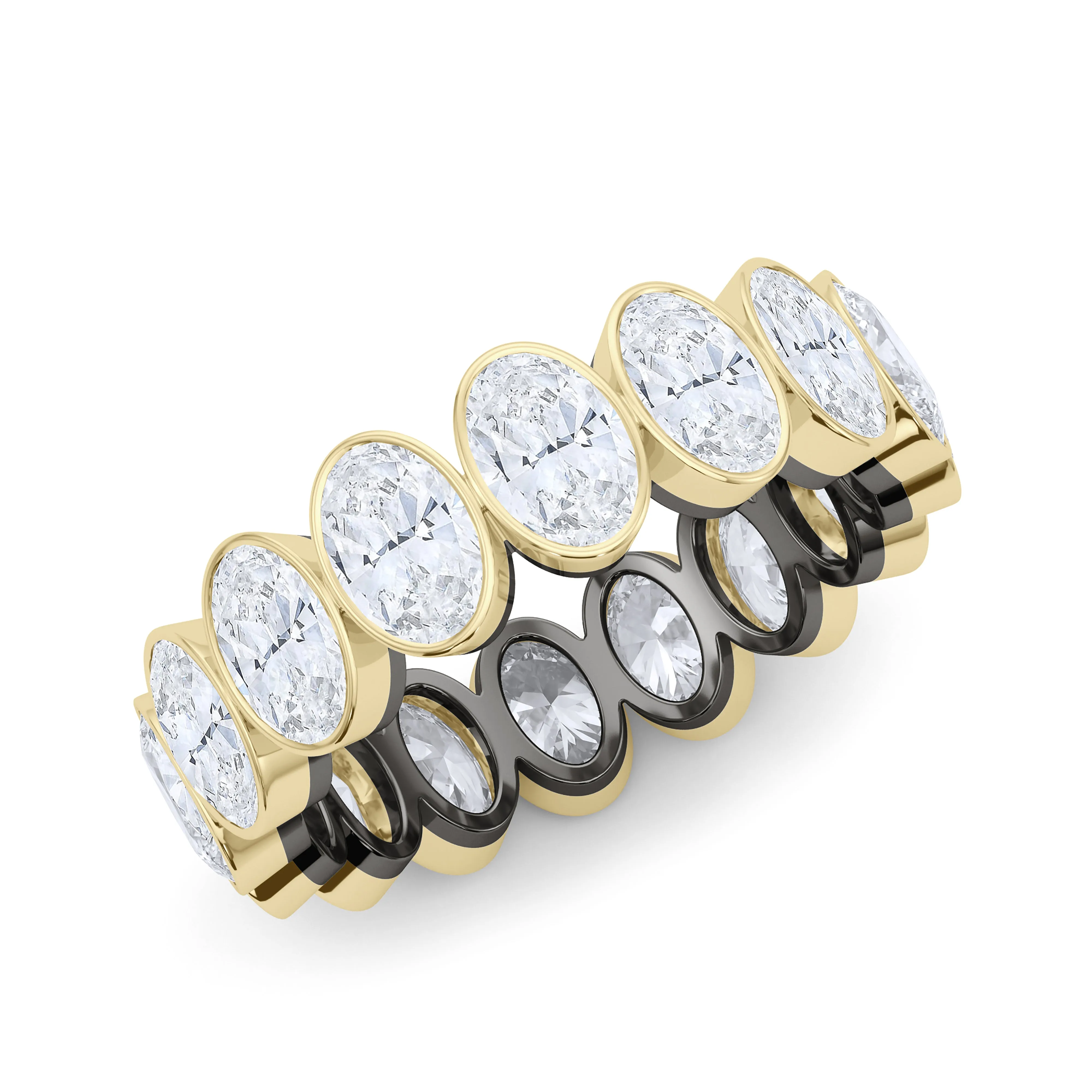 Mixed Metal Oval Bezel Diamond Eternity Band