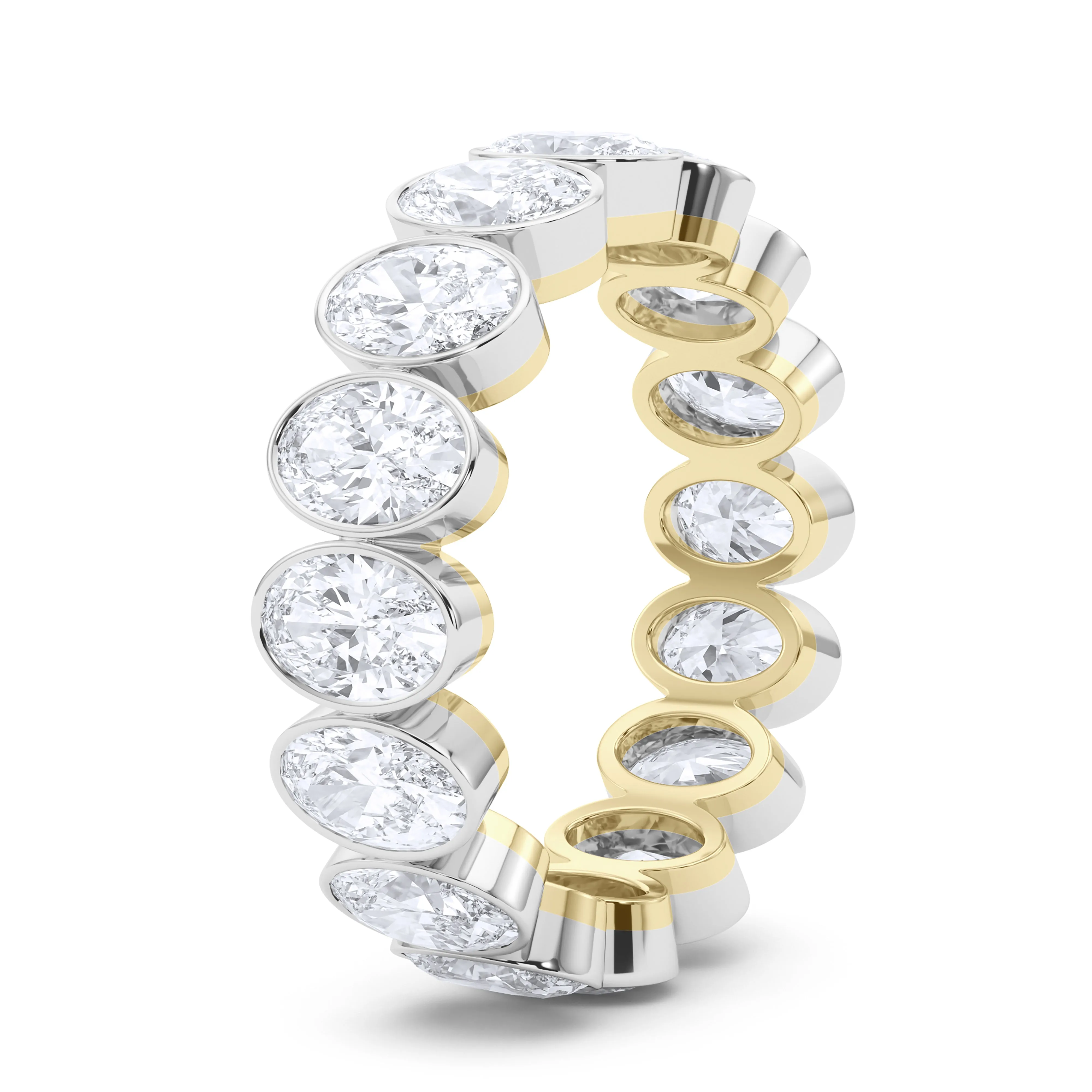 Mixed Metal Oval Bezel Diamond Eternity Band