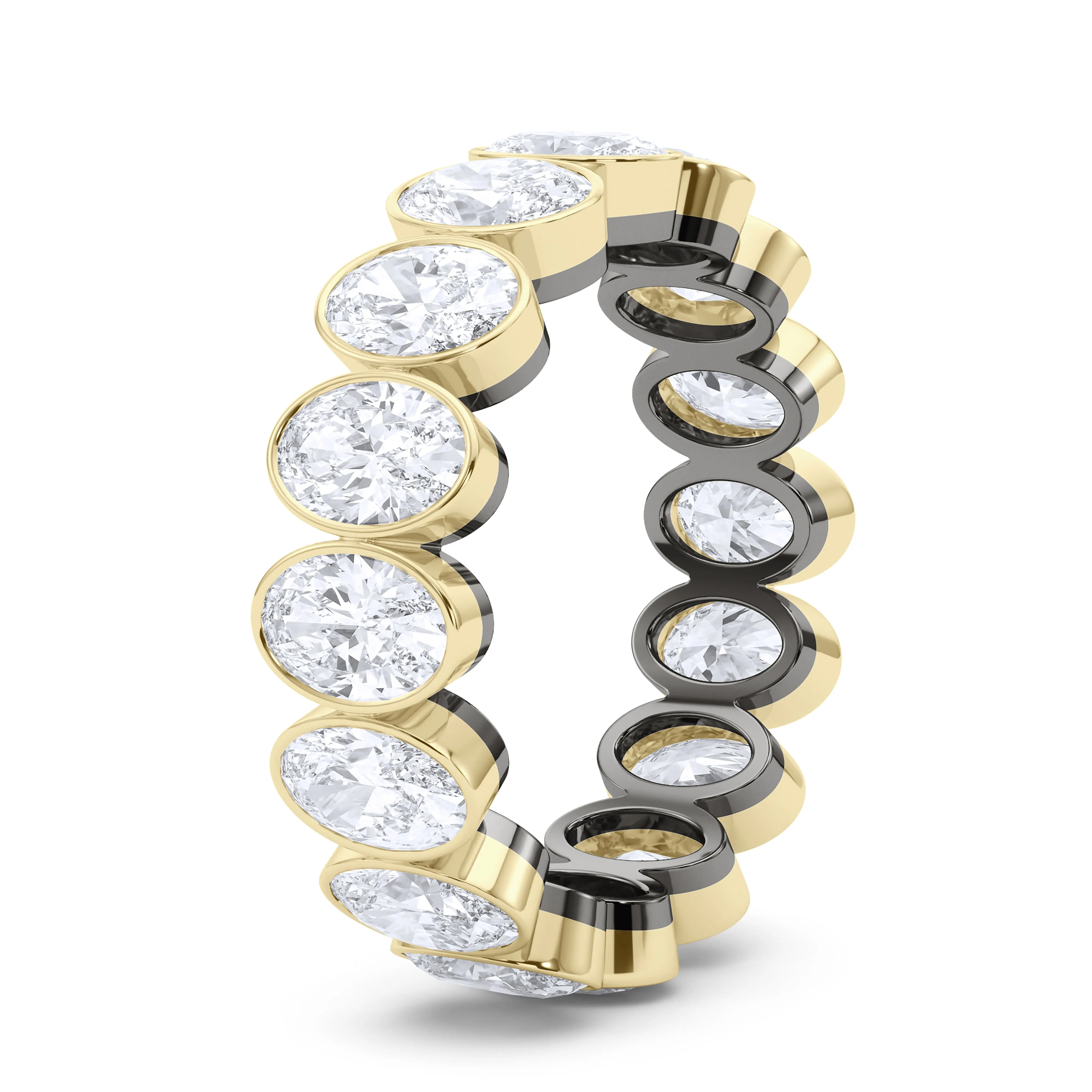 Mixed Metal Oval Bezel Diamond Eternity Band