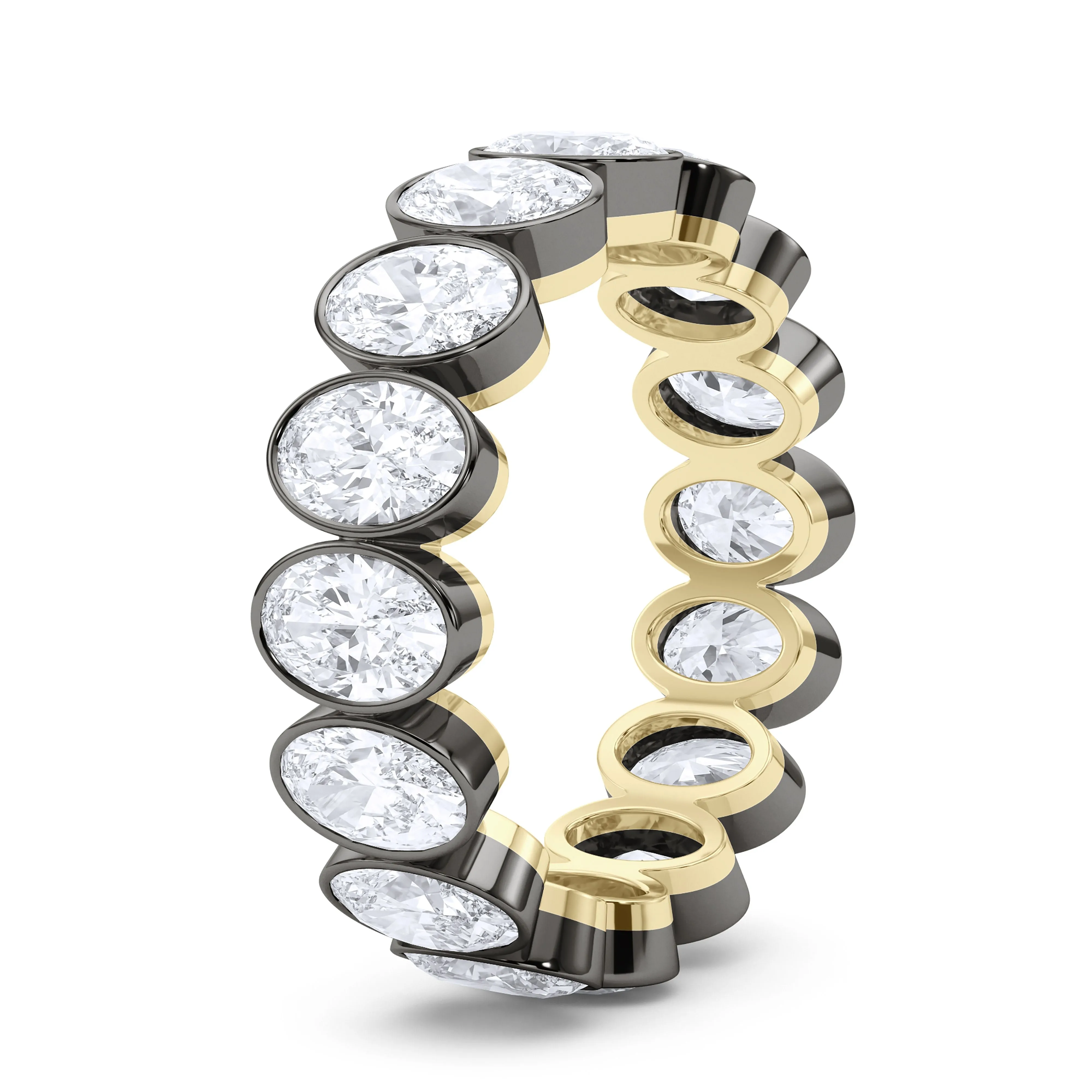 Mixed Metal Oval Bezel Diamond Eternity Band