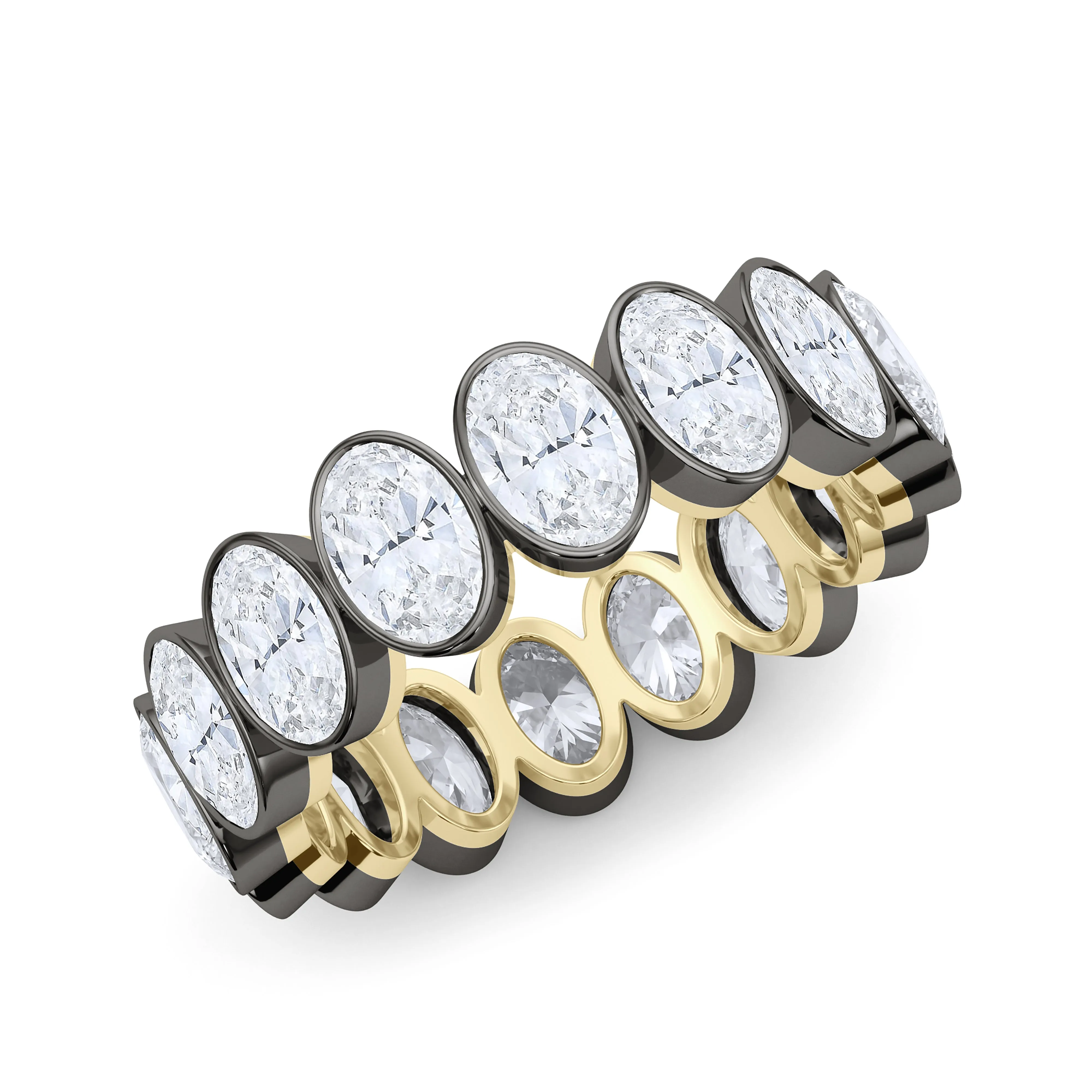 Mixed Metal Oval Bezel Diamond Eternity Band