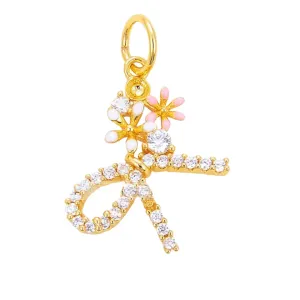Pave Flower Bow Charm For Charm Bar & Charm Necklace