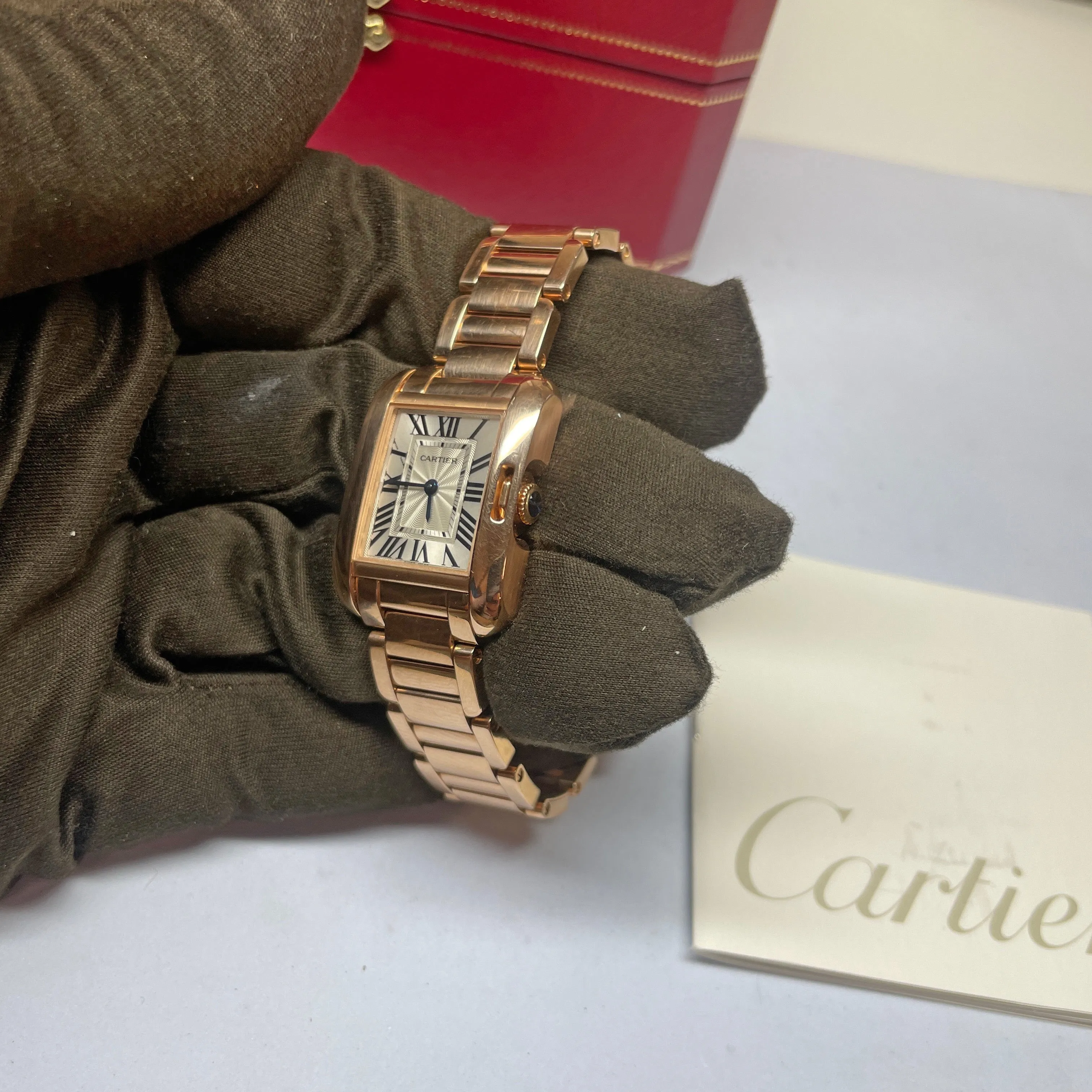 Pre-Owned Cartier Tank Anglaise 18k Rose Gold Quartz Watch W5310013