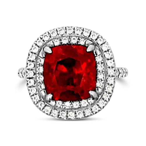 Red Spinel & Diamond Tiffany Ring