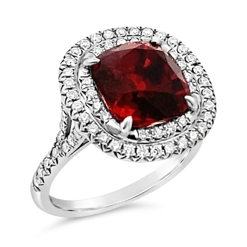 Red Spinel & Diamond Tiffany Ring