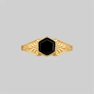 RELIC. Onyx Hexagon Ring - Gold