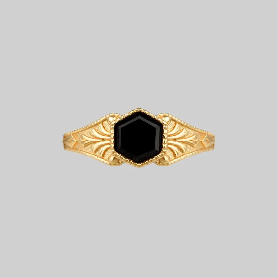 RELIC. Onyx Hexagon Ring - Gold