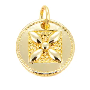 Round Floral Charm For Charm Necklace & Bracelet