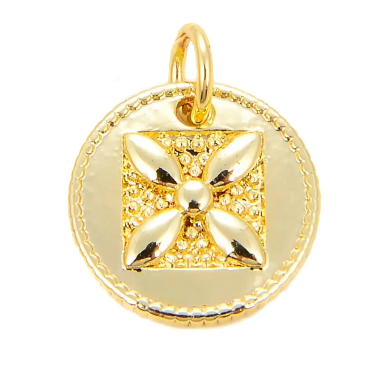 Round Floral Charm For Charm Necklace & Bracelet