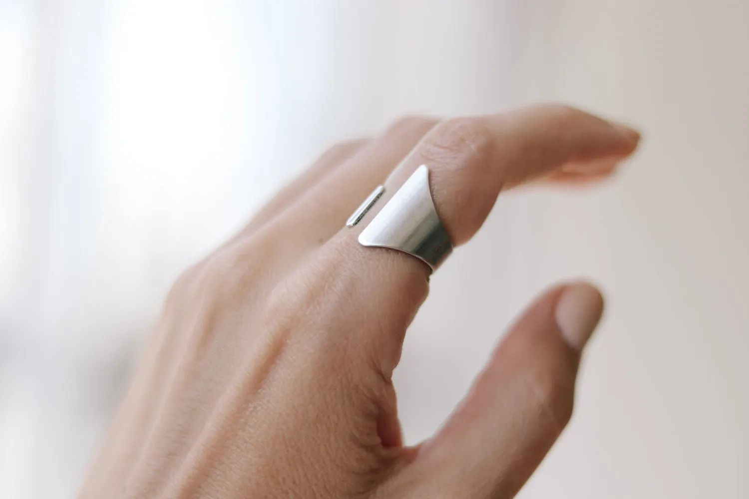Silver front open ring, adjustable ring, wrapped ring, minimalist jewelry, cuff stacking ring, girl, birthday gift for her, asymmetric ring