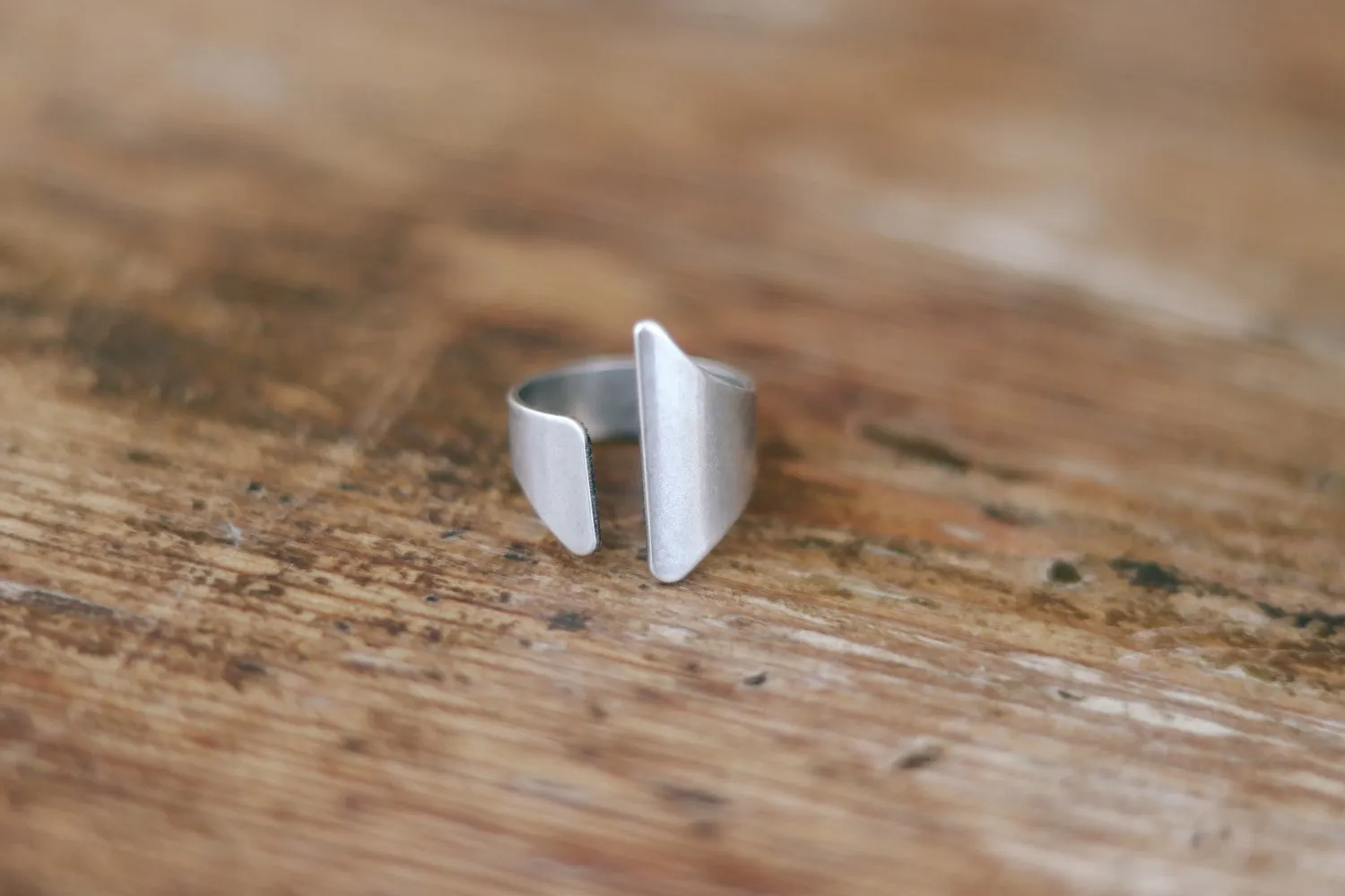 Silver front open ring, adjustable ring, wrapped ring, minimalist jewelry, cuff stacking ring, girl, birthday gift for her, asymmetric ring