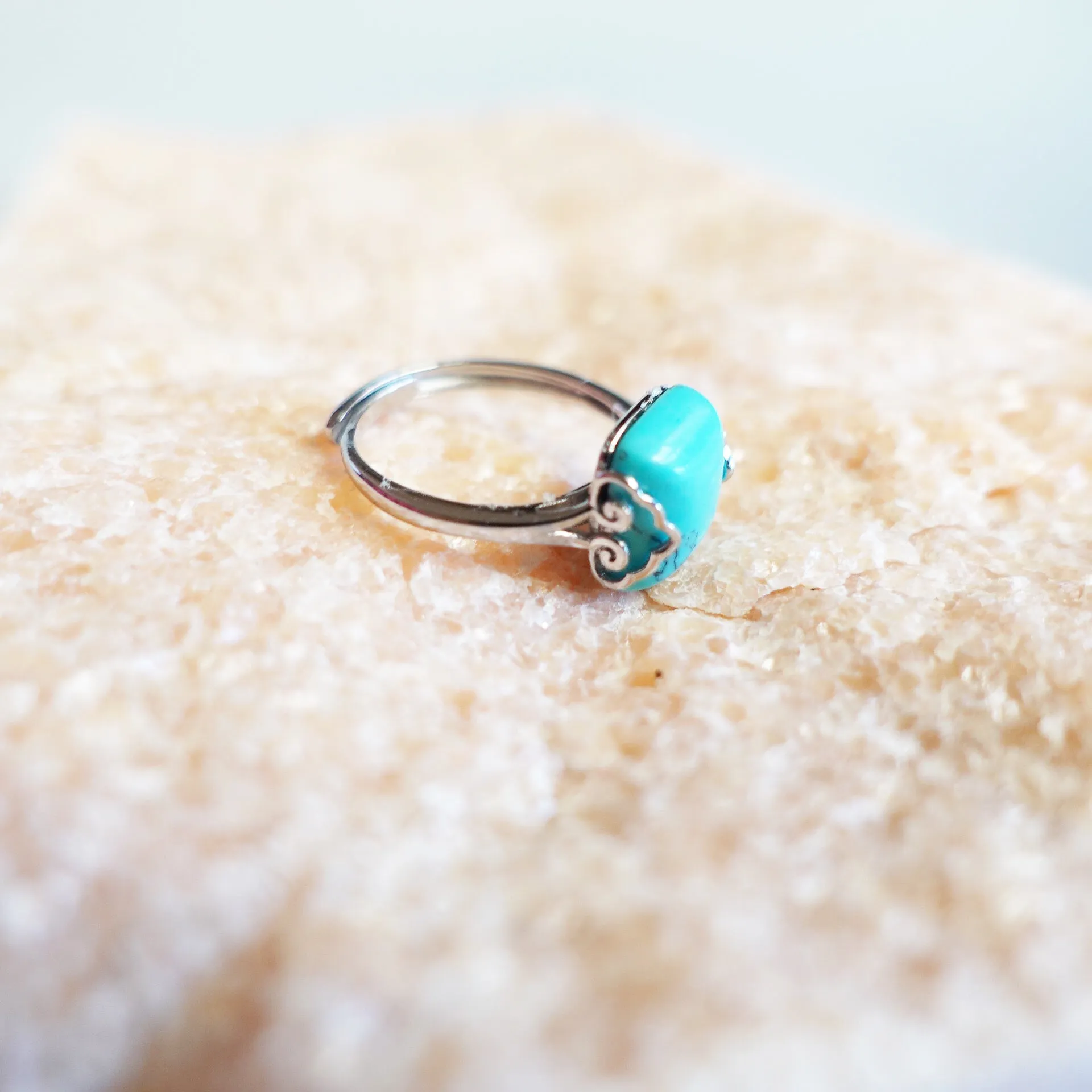 Silver Square Turquoise Ring