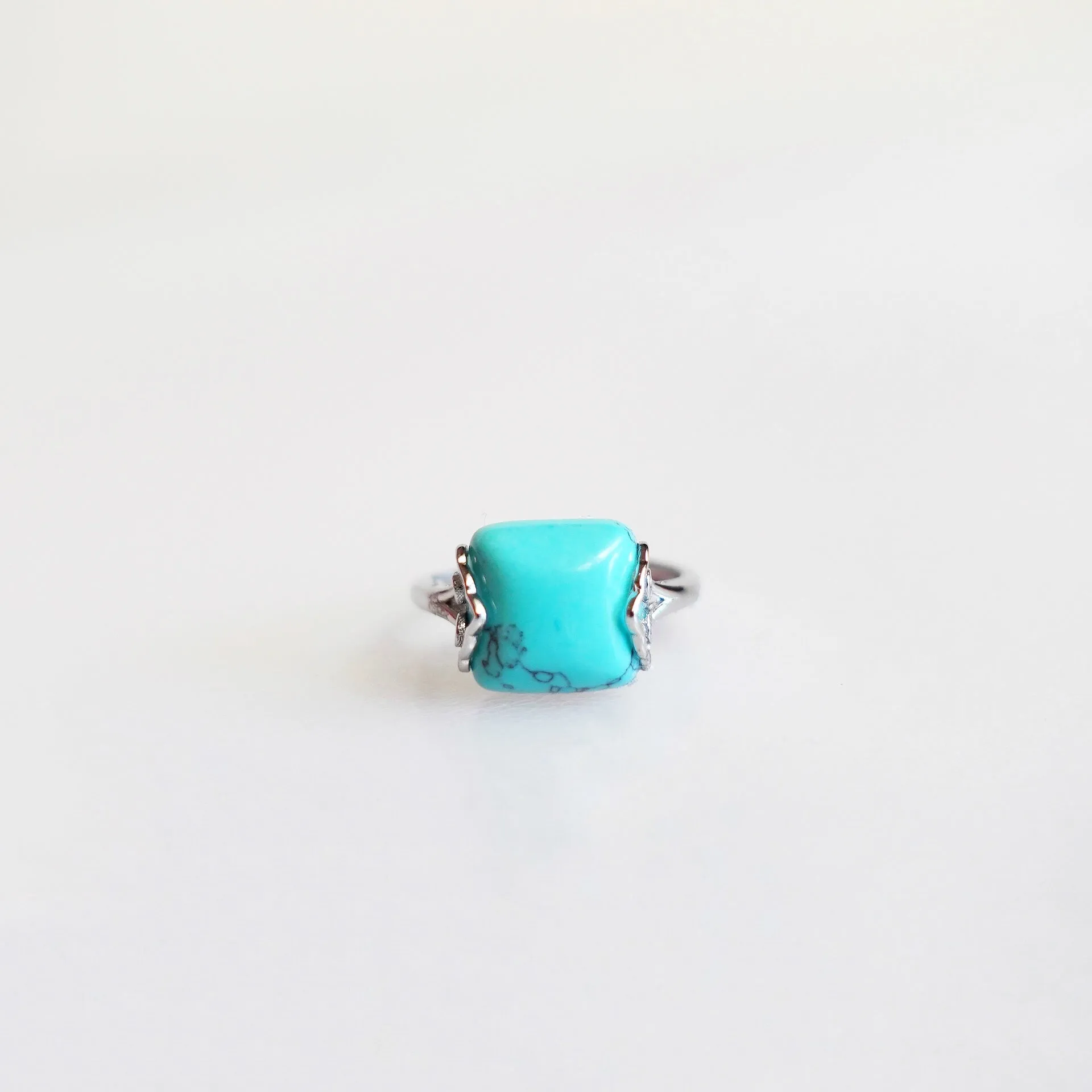 Silver Square Turquoise Ring