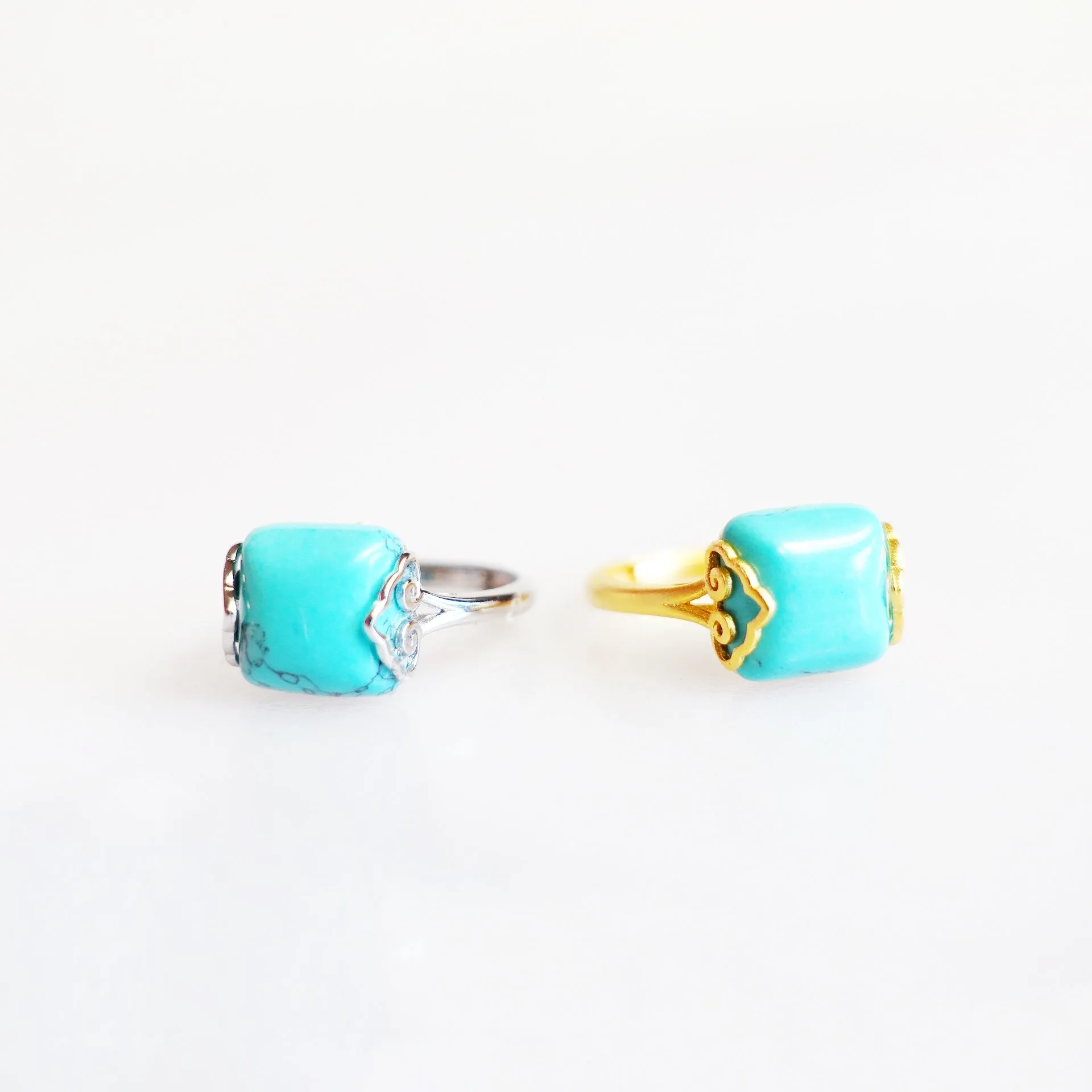 Silver Square Turquoise Ring