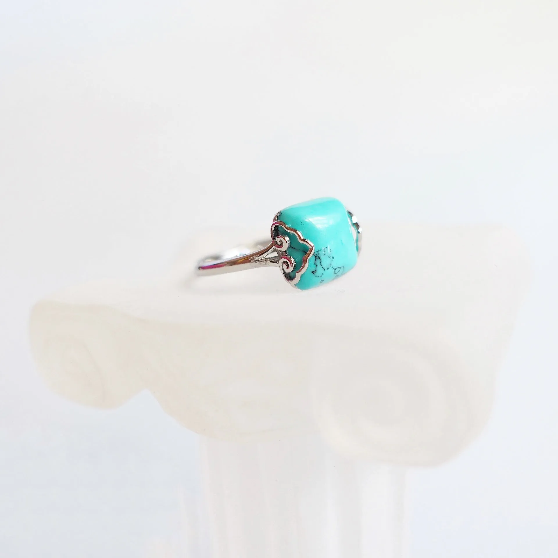 Silver Square Turquoise Ring