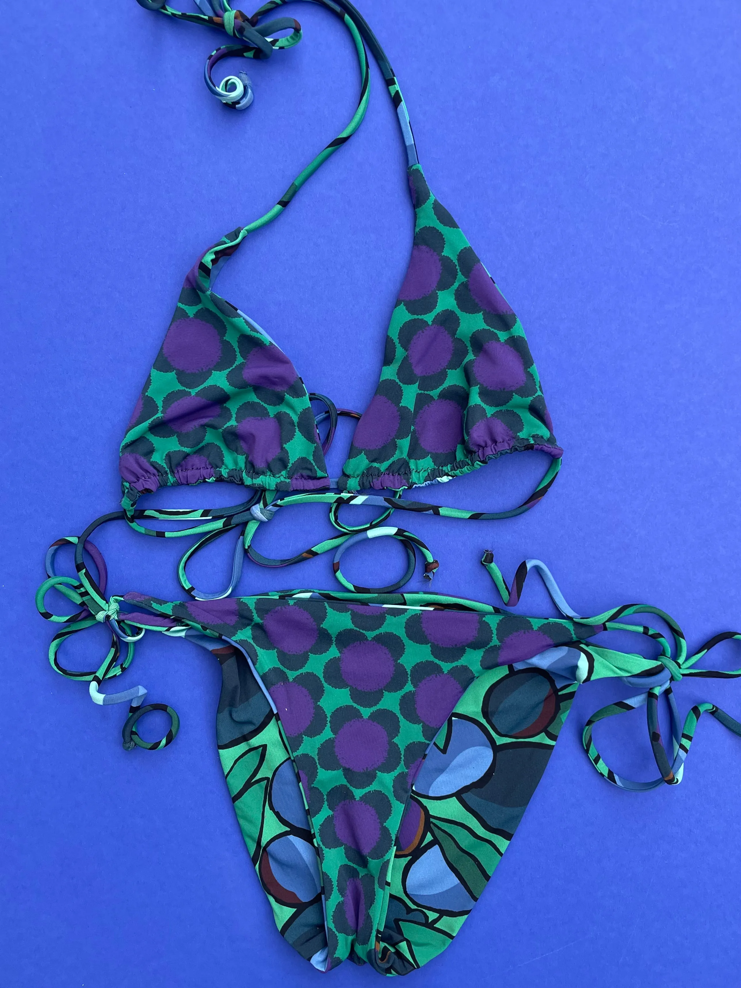 Siyu: Limona Reversible Triangle Bikini Top - Purple Multi