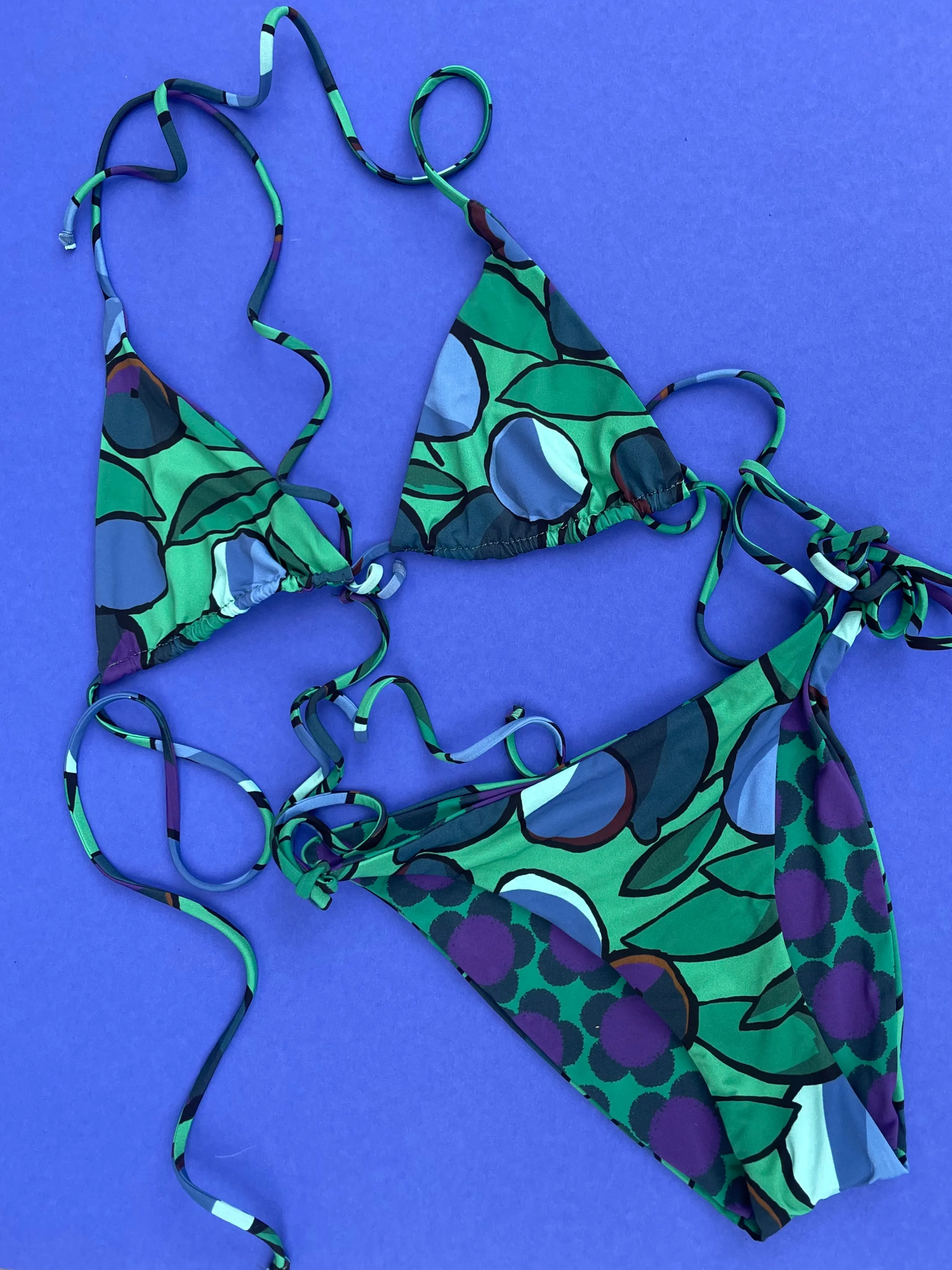 Siyu: Limona Reversible Triangle Bikini Top - Purple Multi