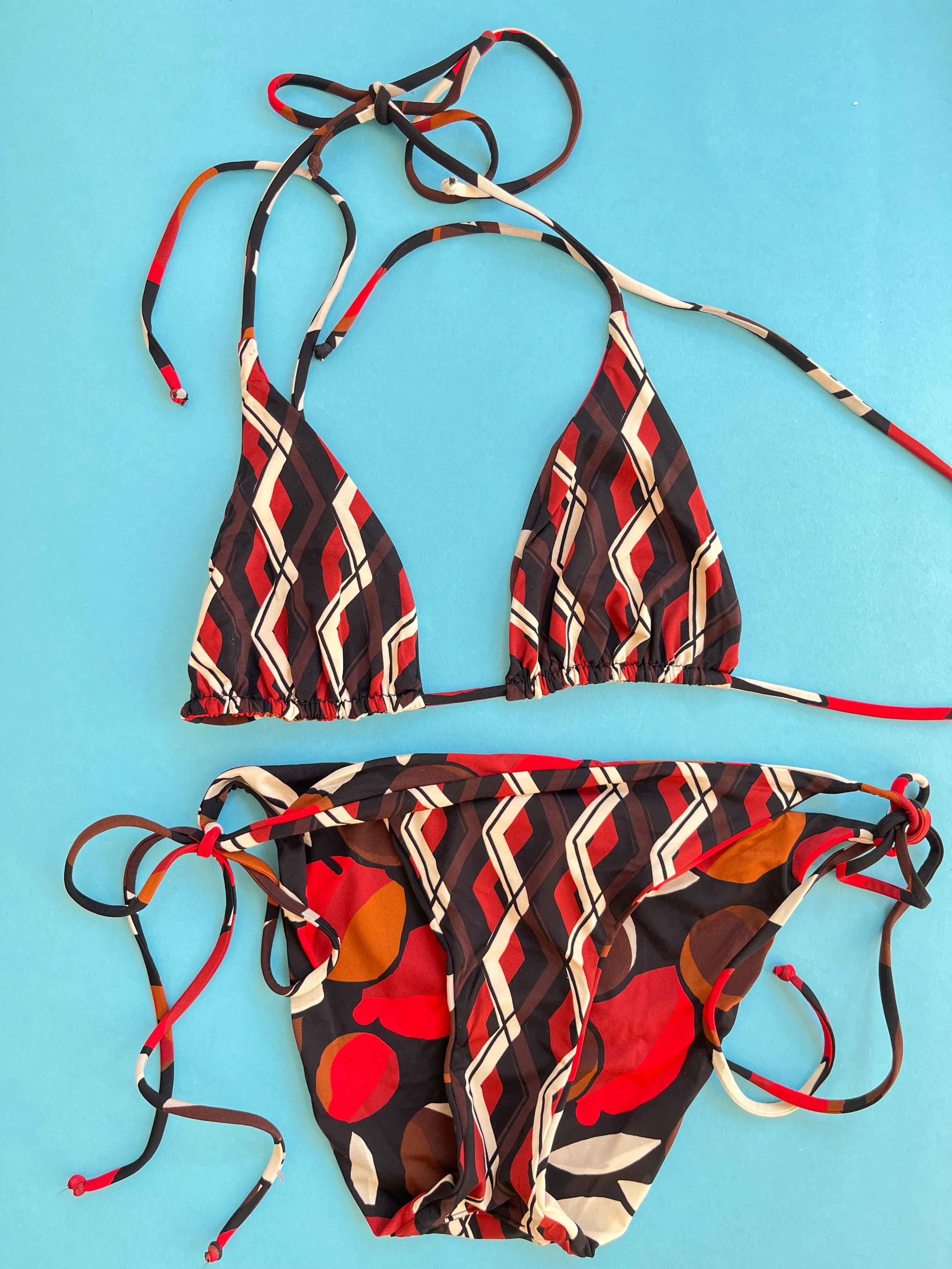 Siyu: Selma Reversible Tie Side Bikini Bottom - Black Multi