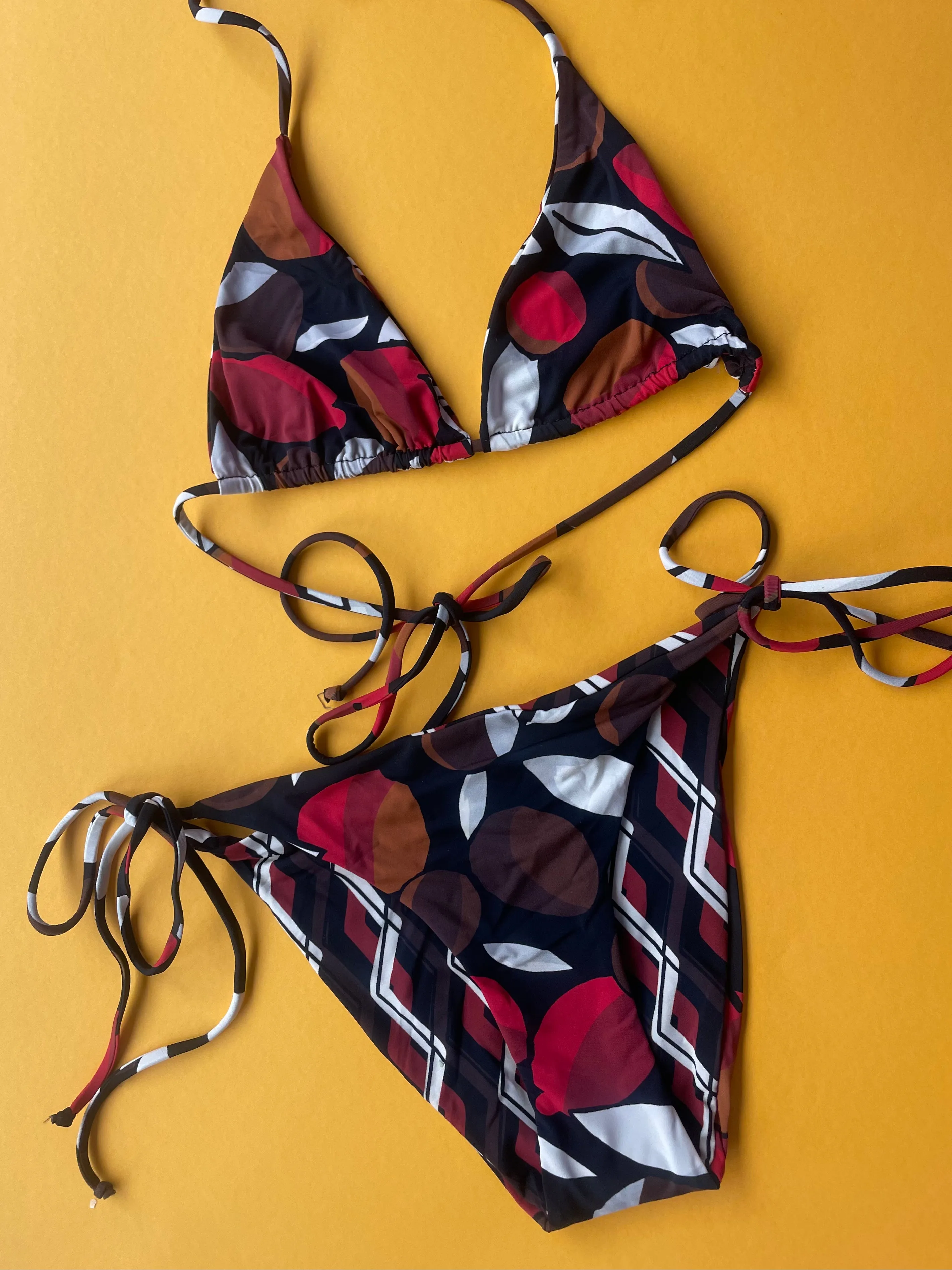 Siyu: Selma Reversible Tie Side Bikini Bottom - Black Multi