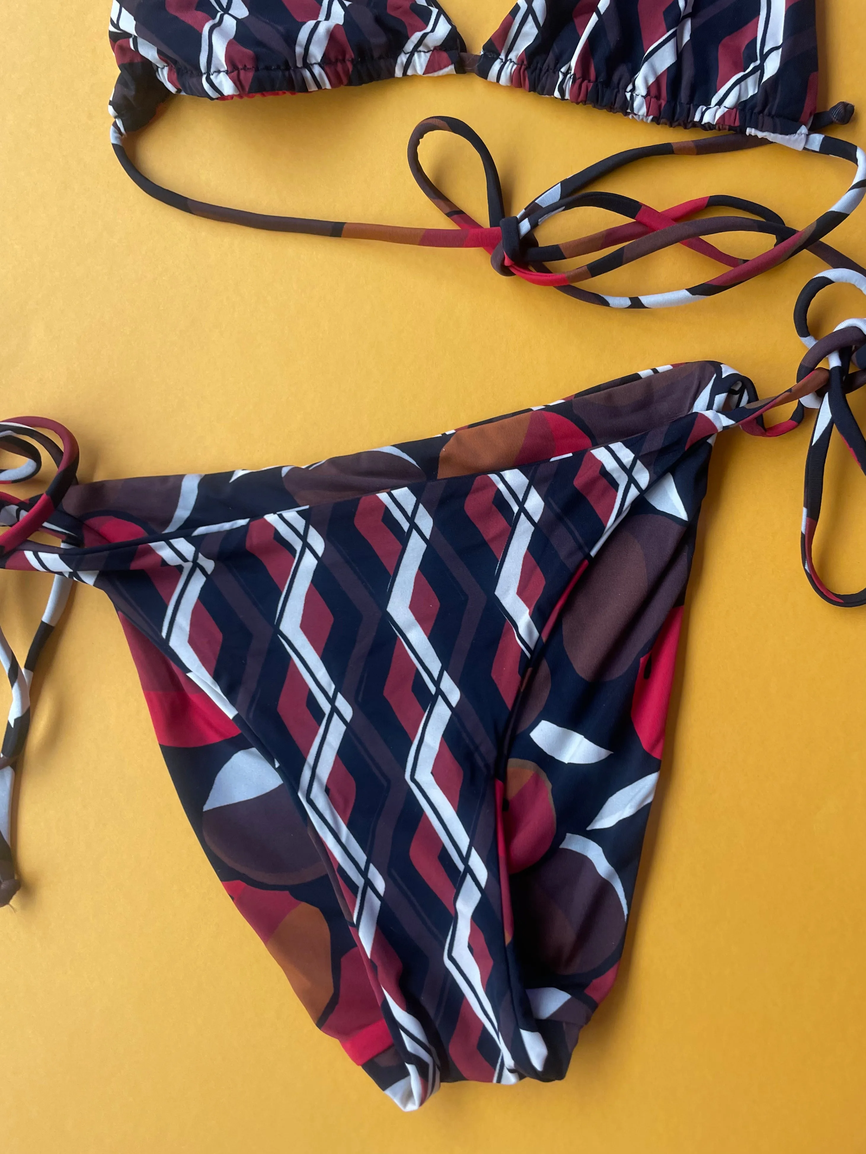Siyu: Selma Reversible Tie Side Bikini Bottom - Black Multi