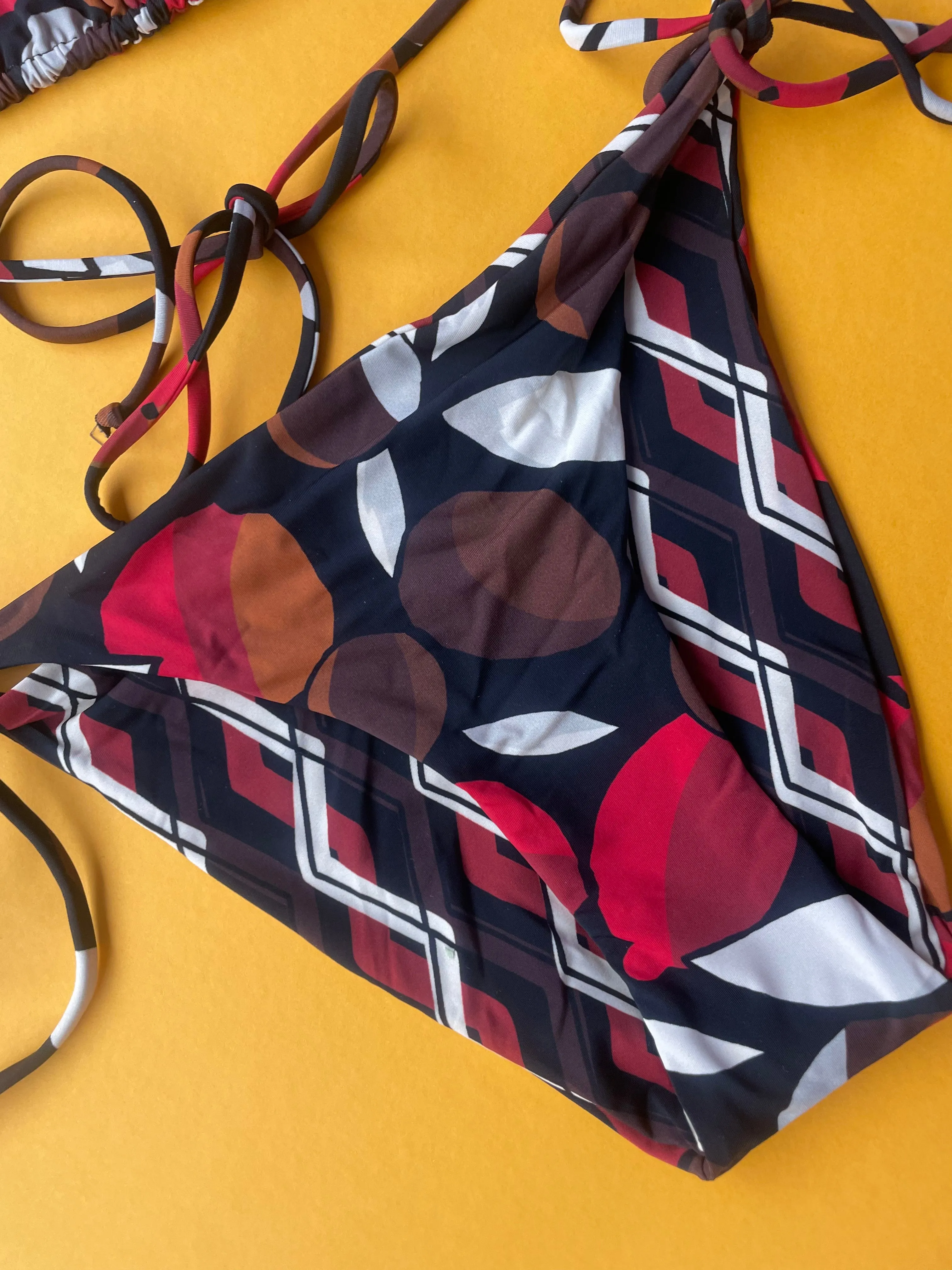 Siyu: Selma Reversible Tie Side Bikini Bottom - Black Multi