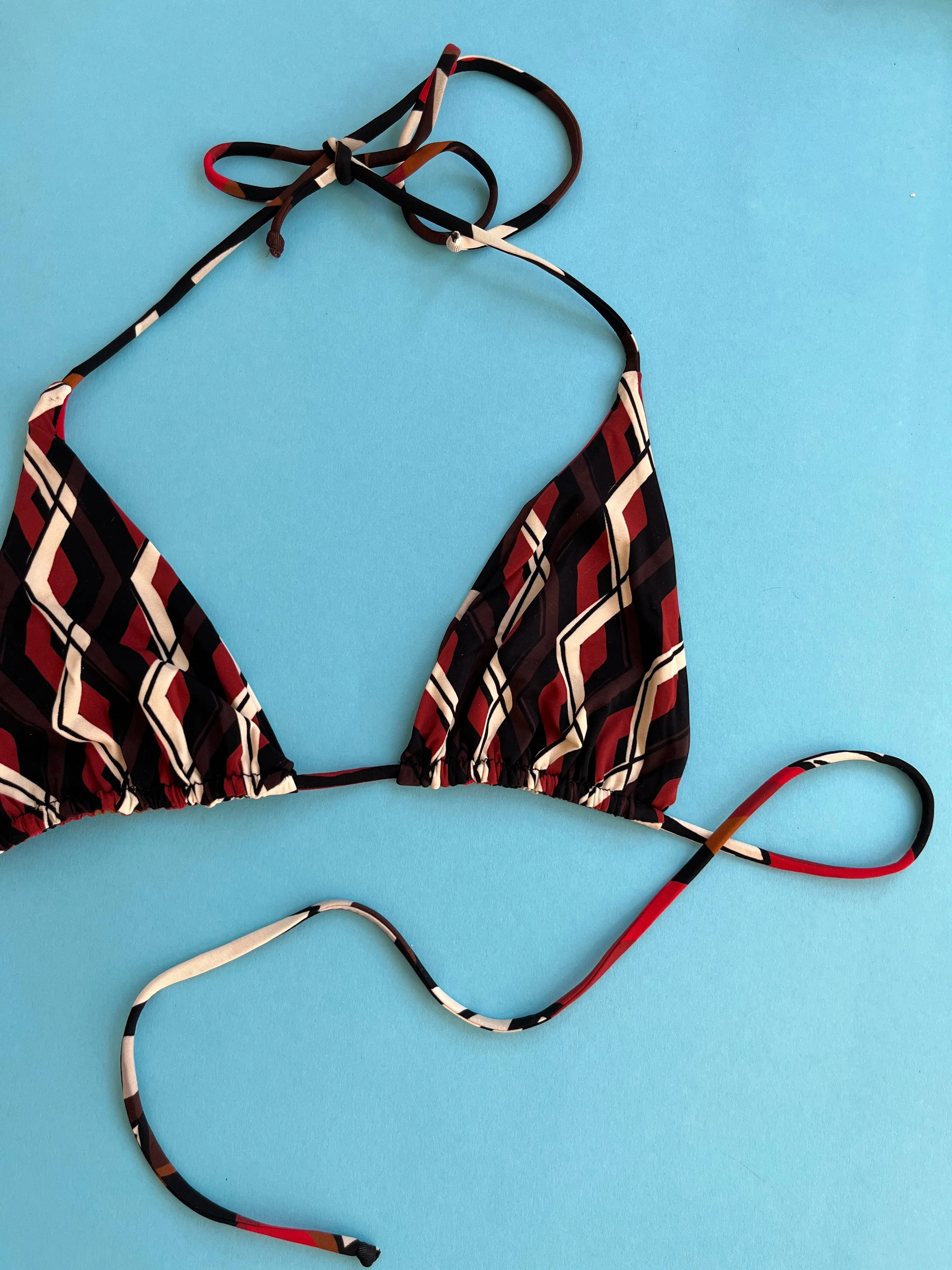 Siyu: Selma Reversible Triangle Bikini Top - Black Multi