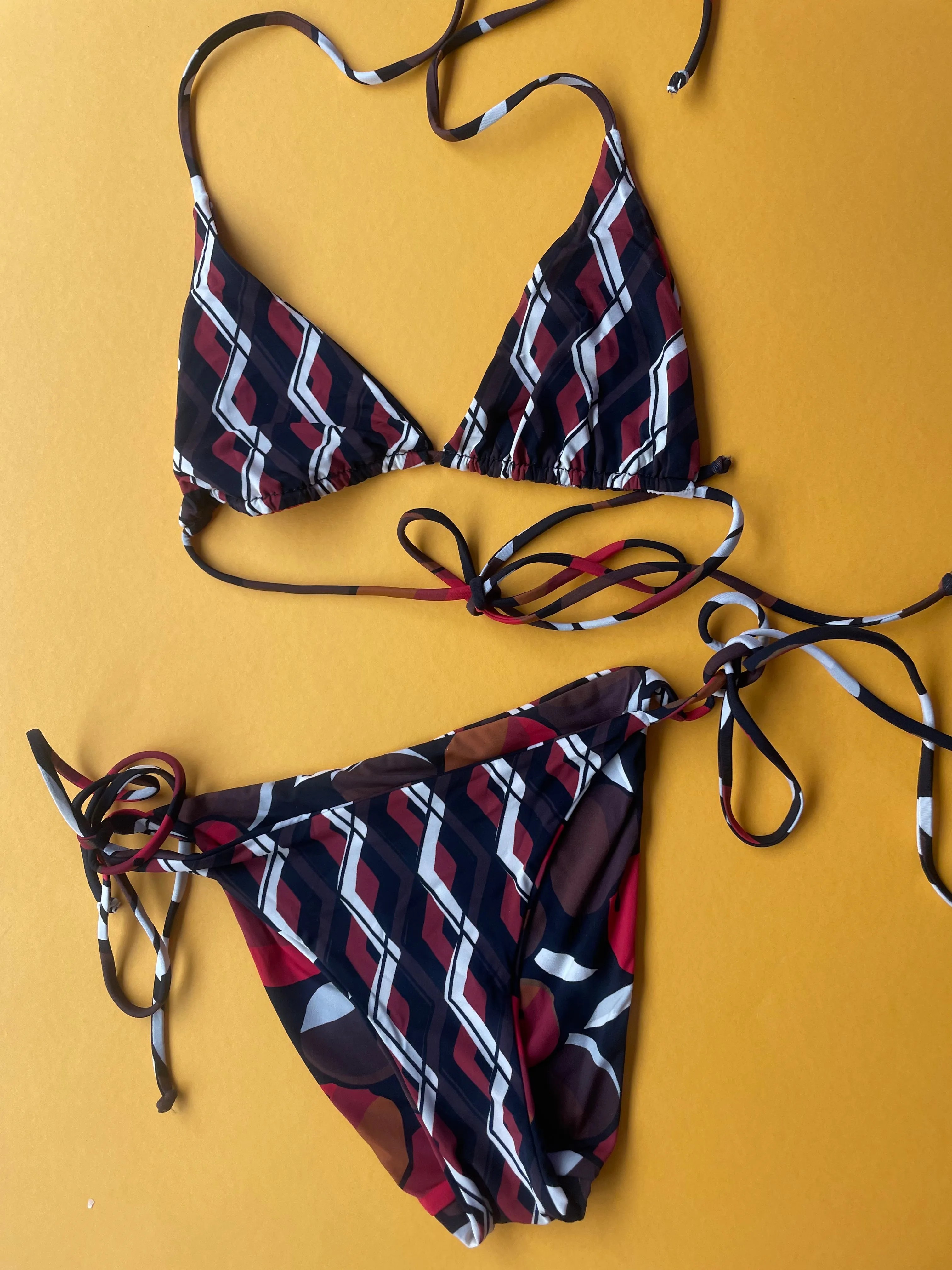 Siyu: Selma Reversible Triangle Bikini Top - Black Multi