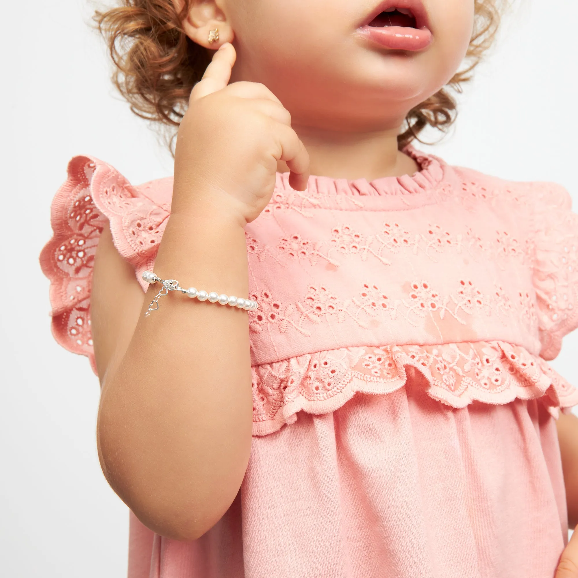 Sterling Silver White Pearl Bracelet for Girls