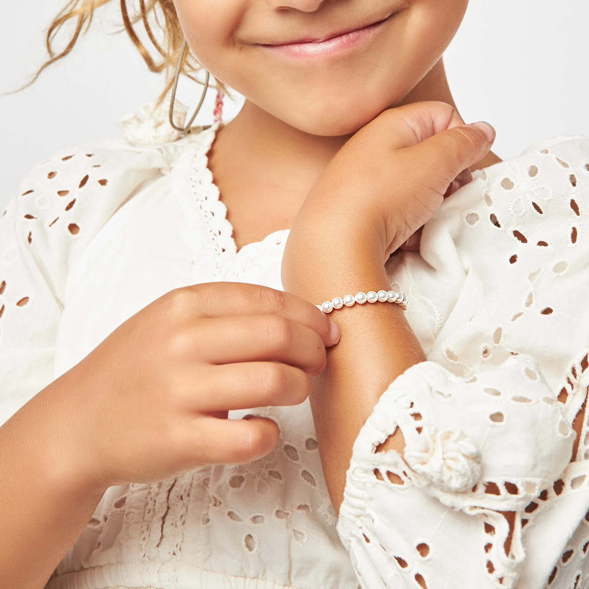 Sterling Silver White Pearl Bracelet for Girls