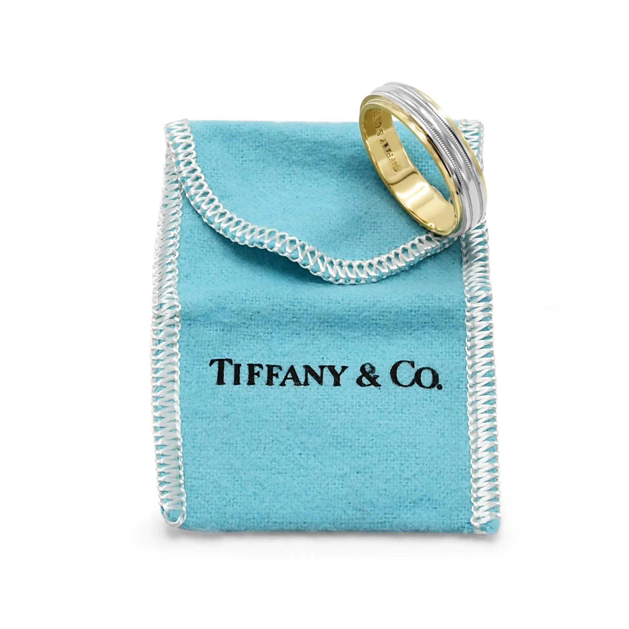 Tiffany 6mm Band Ring - 18ct Yellow Gold & Platinum