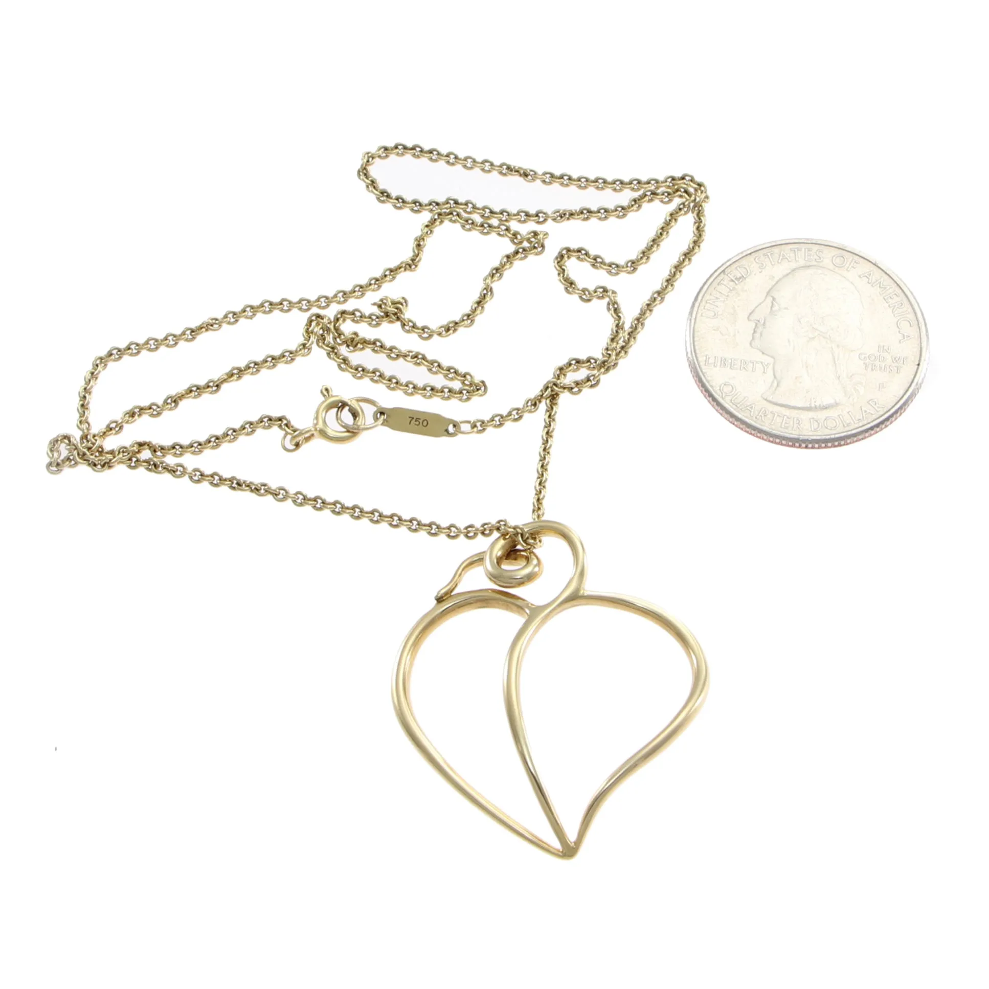 Tiffany & Co. Paloma Picasso Large Open Heart Pendant Necklace 18k Yellow Gold