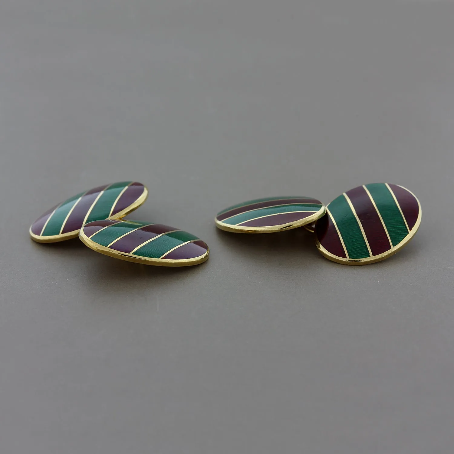 Tiffany & Co. Red and Green Enamel Gold Cufflinks