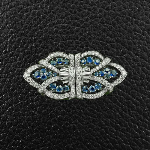 Tiffany Estate Sapphire & Diamond Pin/Clips
