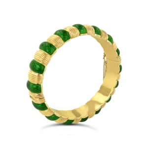 Tiffany Gold & Green Enamel Estate Bangle Bracelet