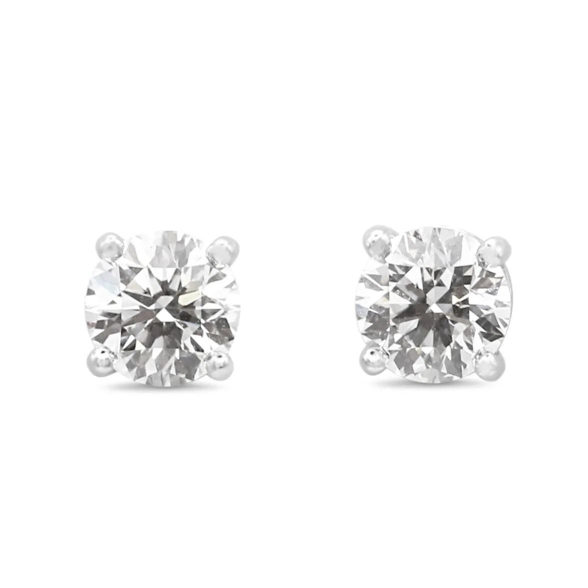 Tiffany Solitaire Brilliant Cut Diamond Stud Earrings  - Platinum