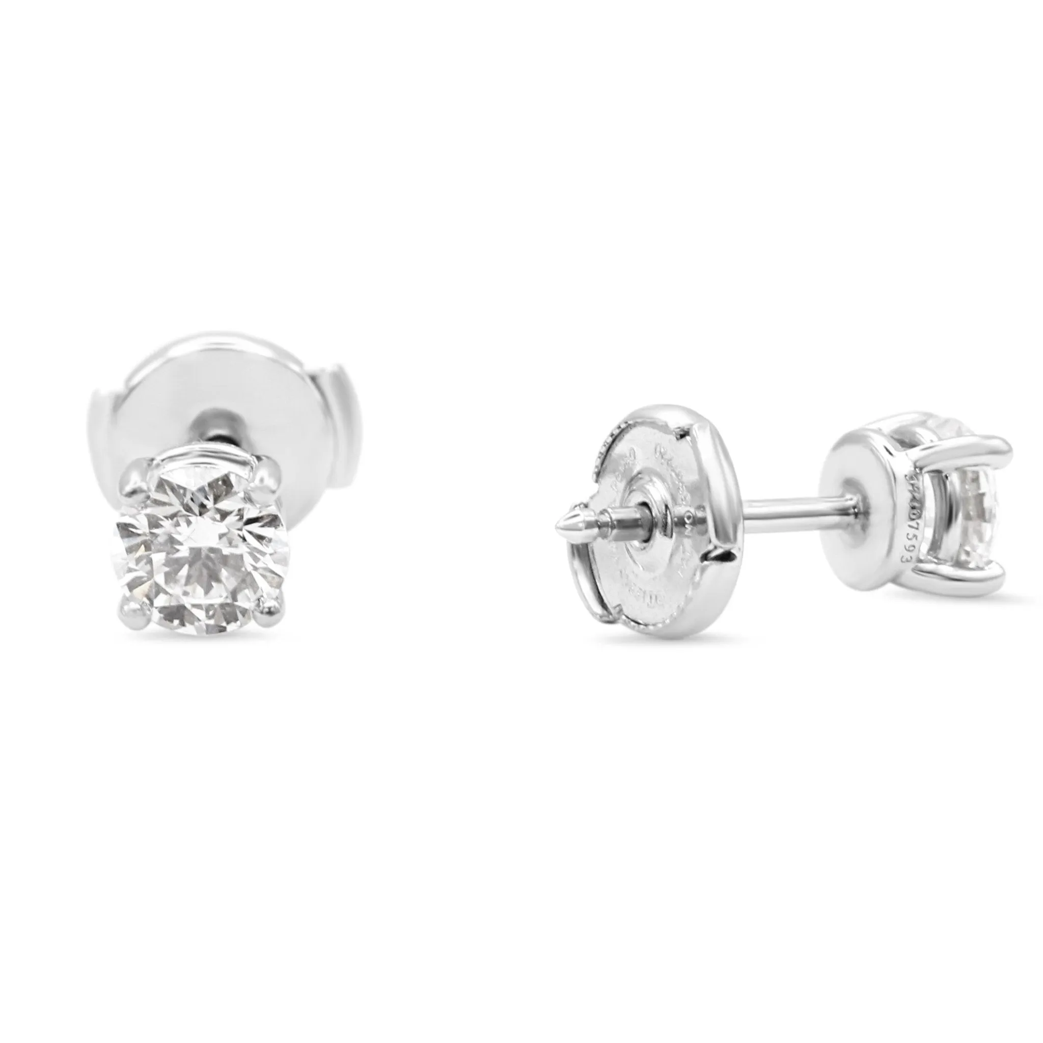 Tiffany Solitaire Brilliant Cut Diamond Stud Earrings  - Platinum