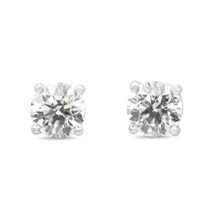 Tiffany Solitaire Brilliant Cut Diamond Stud Earrings  - Platinum