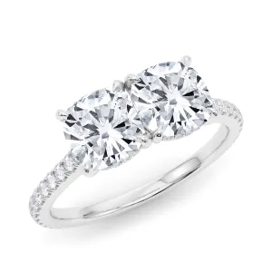 Twin Cushion Cut Pave Ring