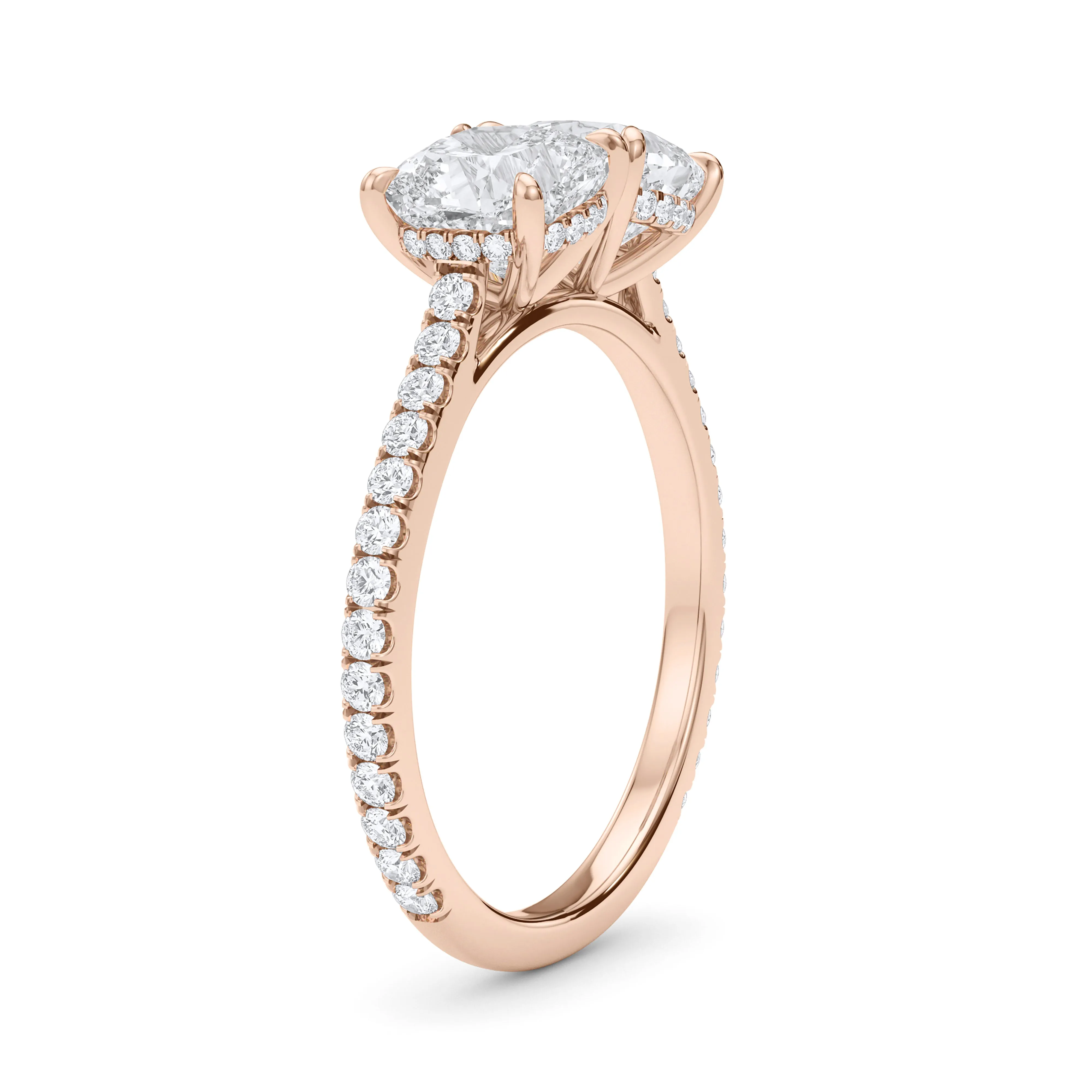 Twin Cushion Cut Pave Ring