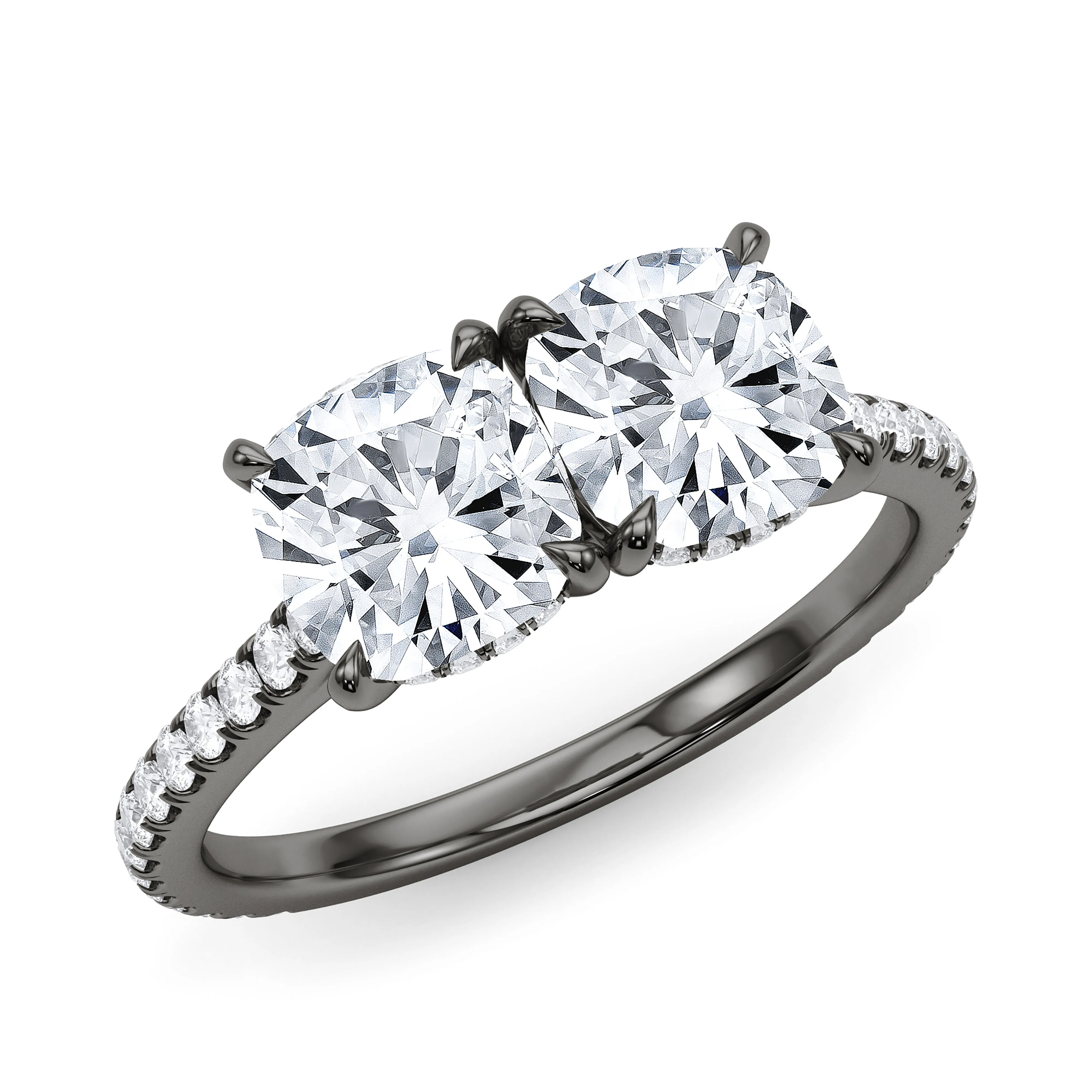 Twin Cushion Cut Pave Ring