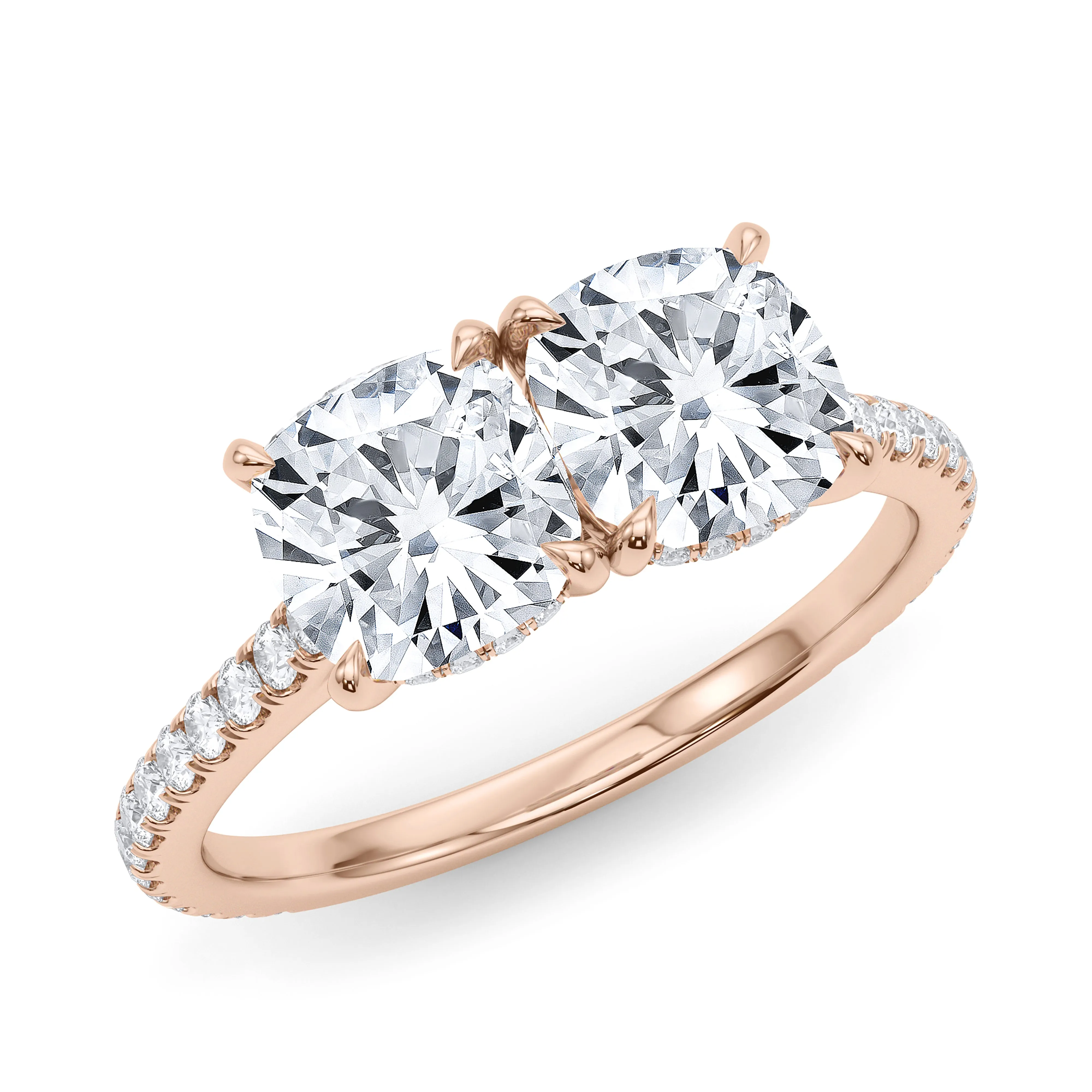 Twin Cushion Cut Pave Ring