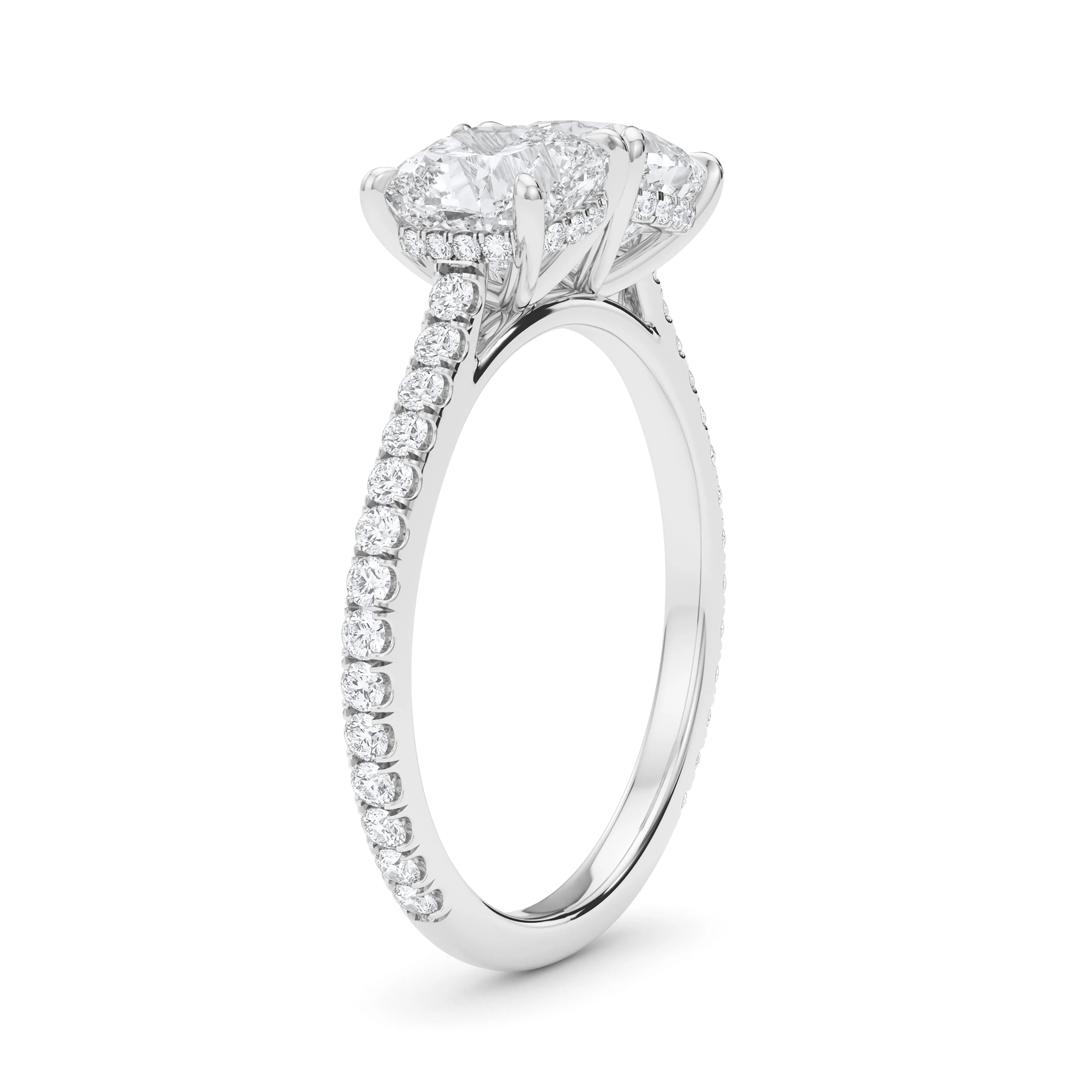 Twin Cushion Cut Pave Ring