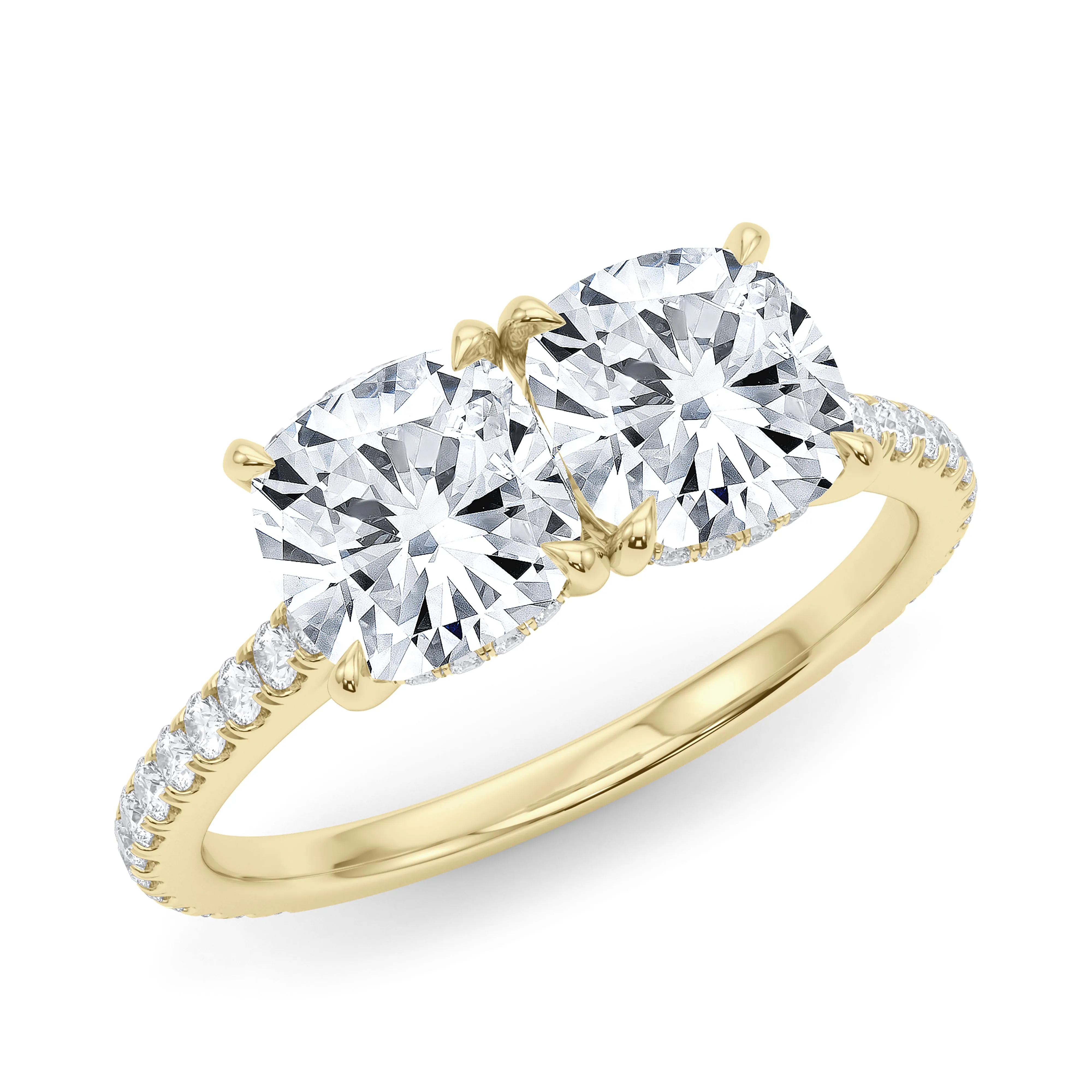 Twin Cushion Cut Pave Ring