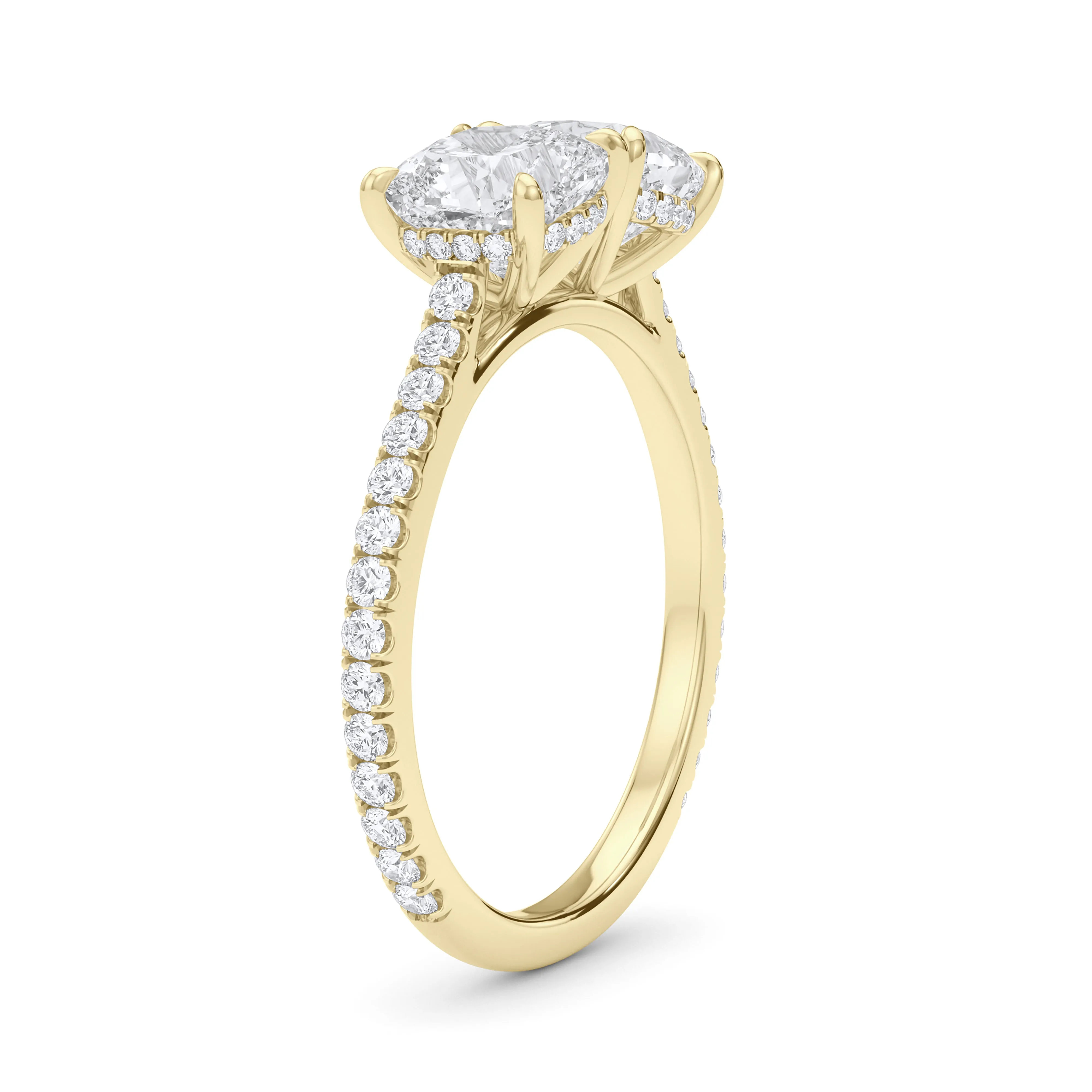 Twin Cushion Cut Pave Ring