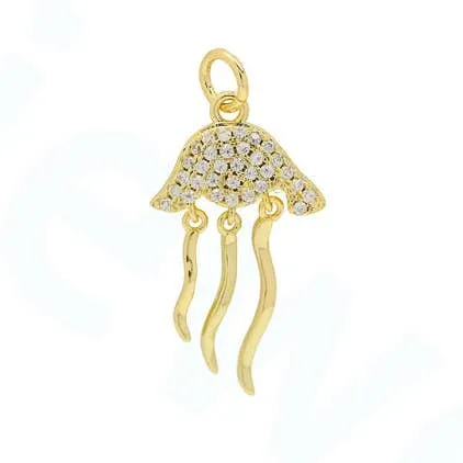 Zircon Jelly Fish Charm For Charm Necklace & Bracelet